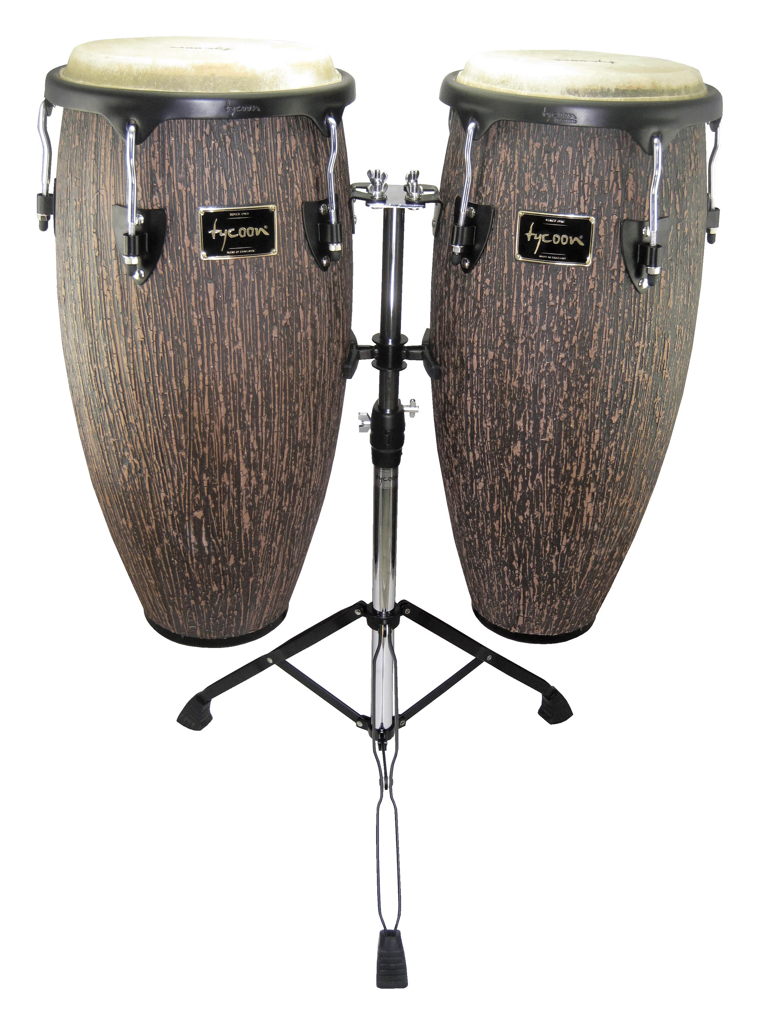 SUPREMO SELECT CONGA SET 10 AND 11 IN LAVA WOOD FINISH WITH DOUBLE STAND BX1
