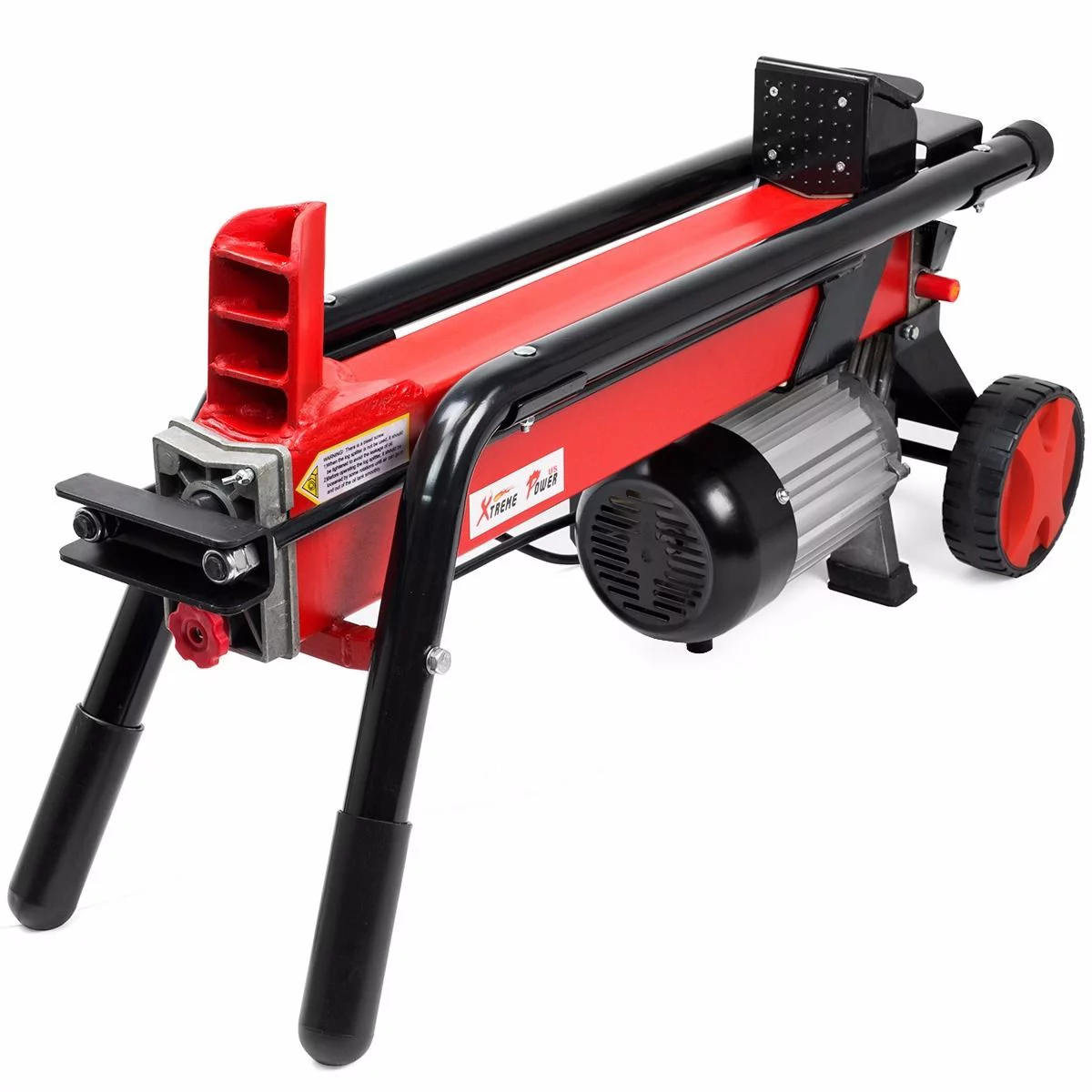 Electric 7-Ton Log Splitter 1500W Cut Wood Mobile Cutter Hydraulic Firewood Logs Build-in Wheel, Red/Black