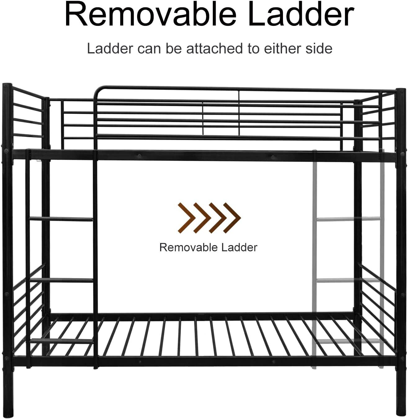 Twin Over Twin Metal Bunk Beds Convertible Bed Frame With Ladder Kids Bedroom