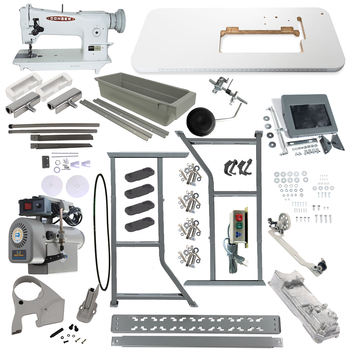 Consew 206RB-5 Industrial Sewing Machine & Stand Bundle with Chair