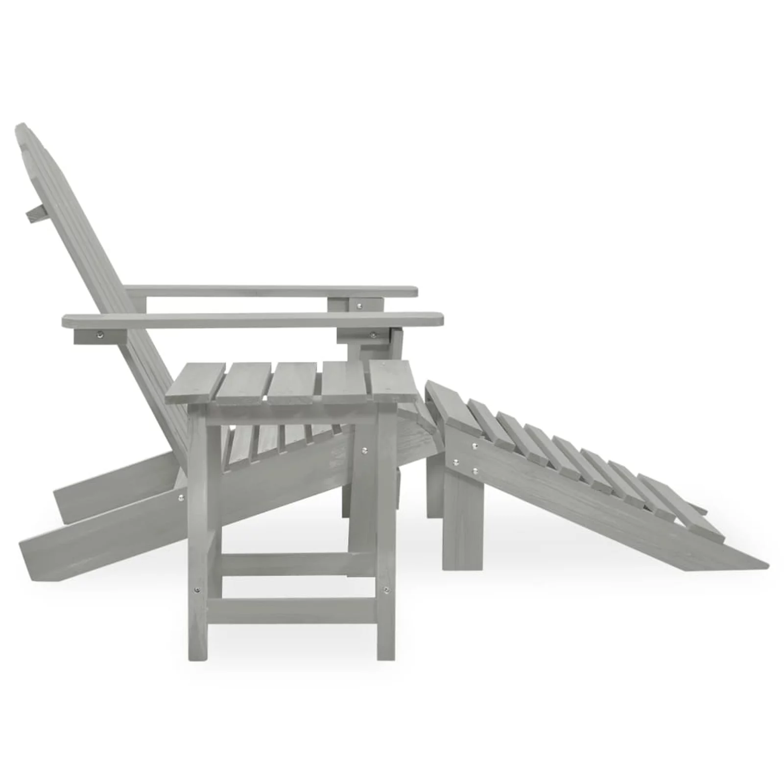 Tomshoo Patio Adirondack Chair with Ottoman&Table Solid Fir Wood Gray