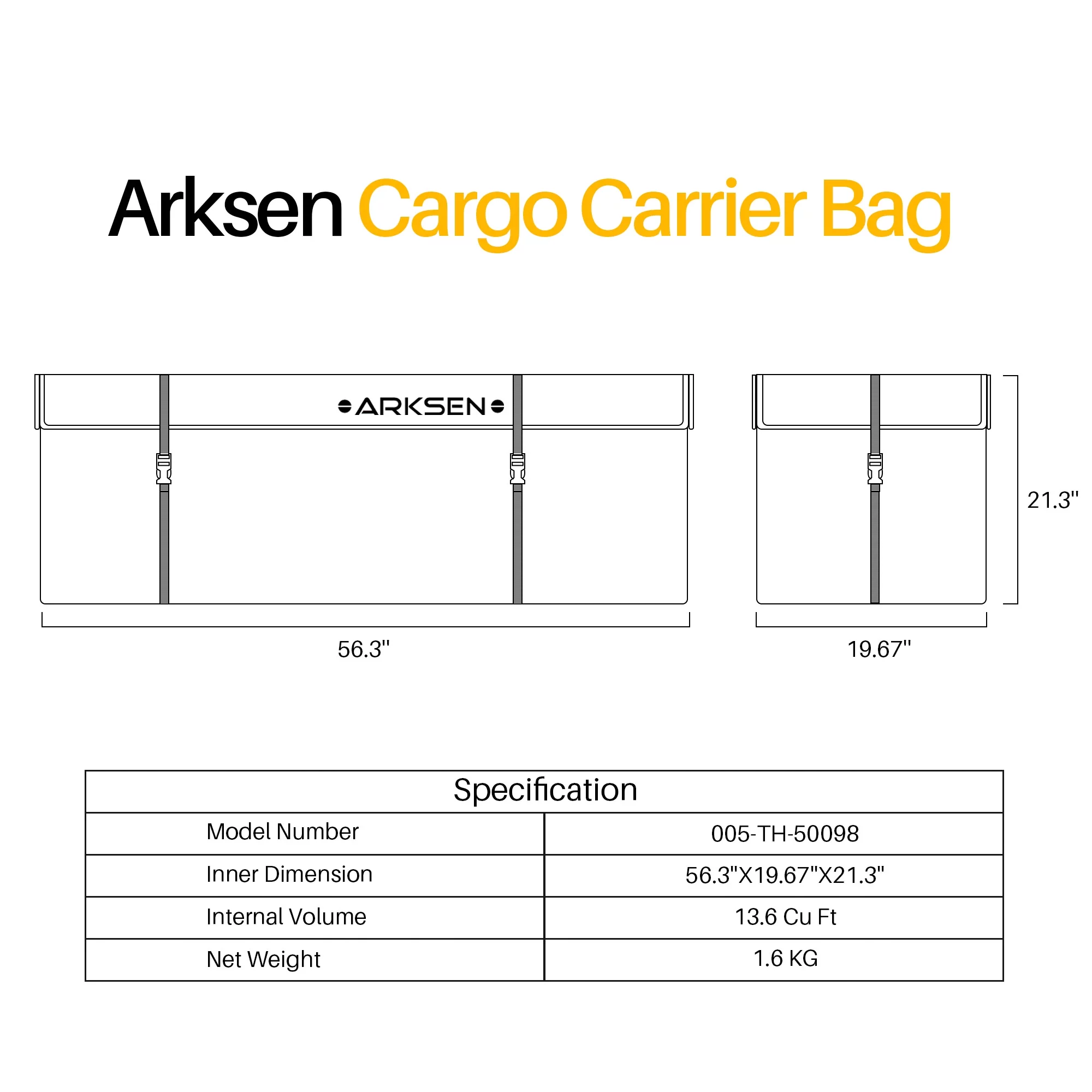 ARKSEN Water Proof Cargo Bag, Cargo Net, Heavy Duty 304 Stainless Steel Hitch Tightener Anti-Rattle Stabilizer, 16FT Ratchet Lashing Straps Combo Set