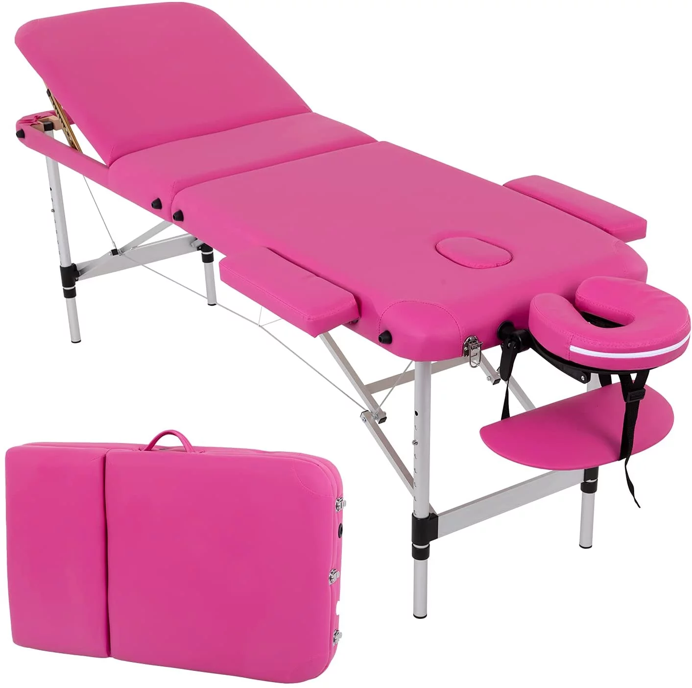 Furinno Portable Folding Massage Table Physical Therapy Salon Treatment Bed, Pink
