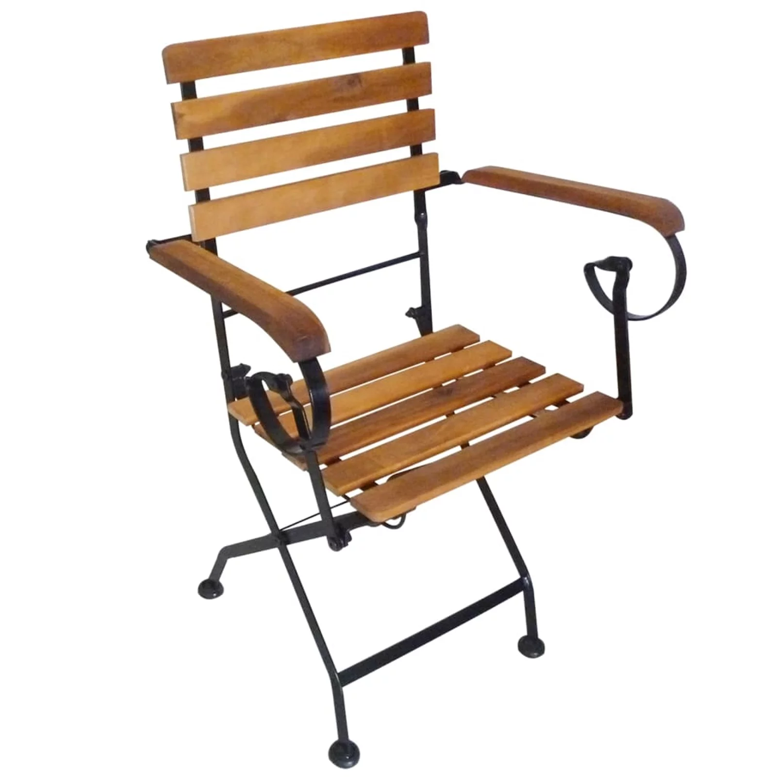Walmeck Folding Patio Chairs 4 pcs Steel and Solid Wood Acacia