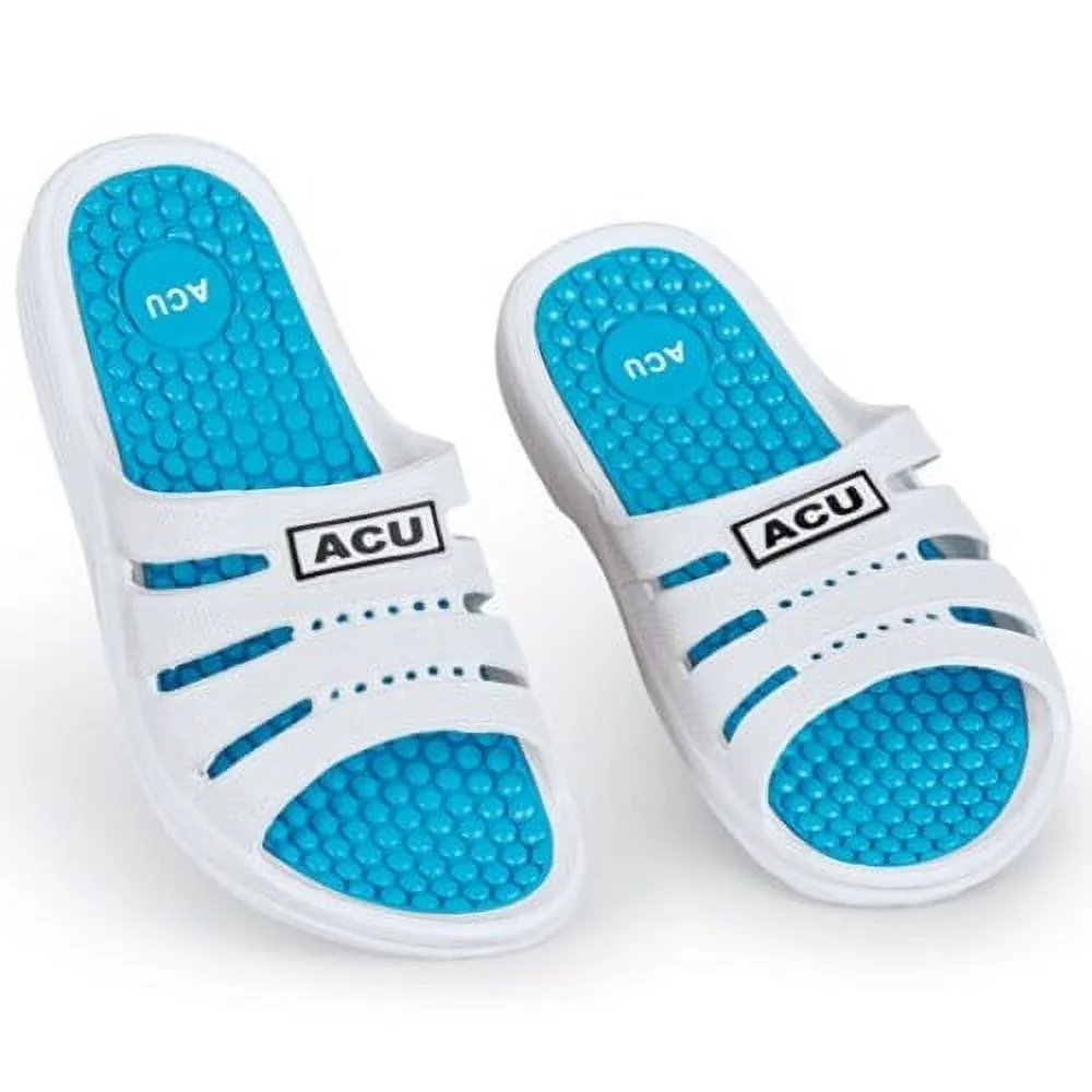 Womens Lightweight Massaging Comfort Slip-On Slides-Womens-White-7