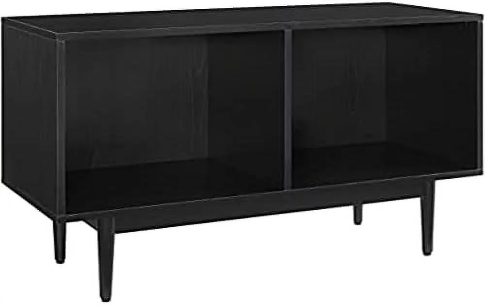 Liam Mid-Century Record Storage Console Cabinet, Medium, Black