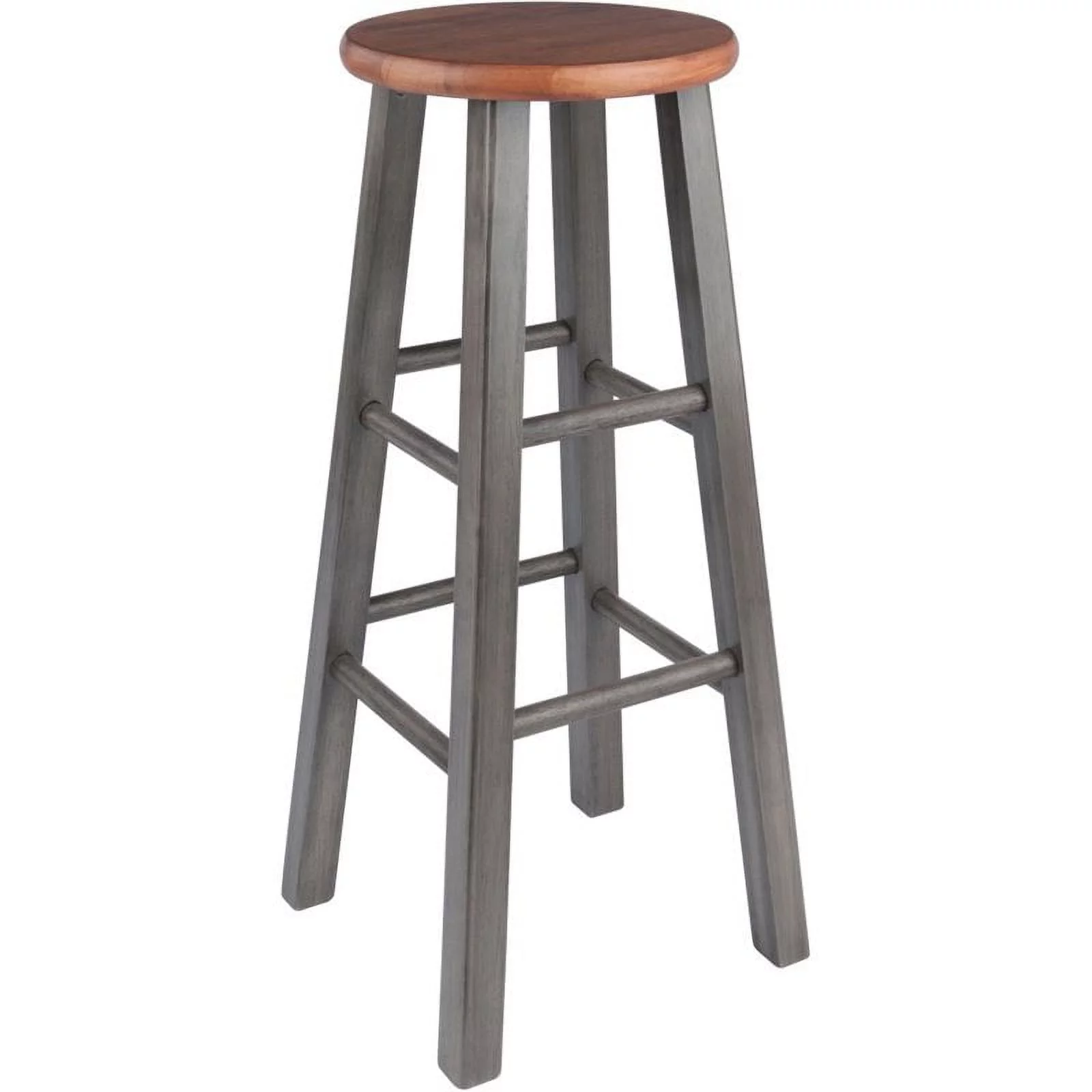 Home Square 3 Piece Transitional Solid Wood Barstool Set in Rustic Teak and Gray