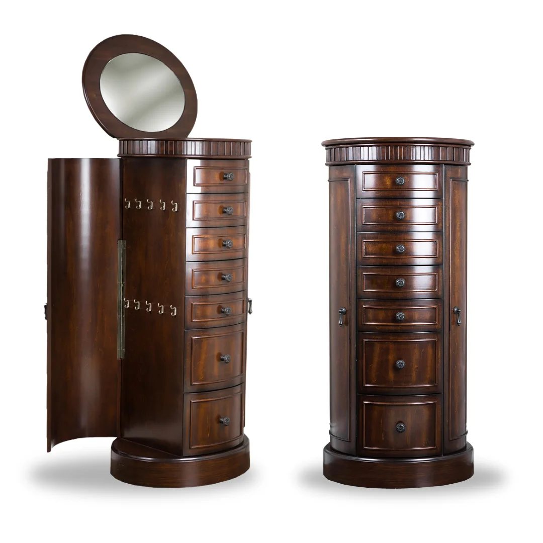 Hives & Honey Bailey Round Free Standing Jewelry Armoire - Rich Walnut