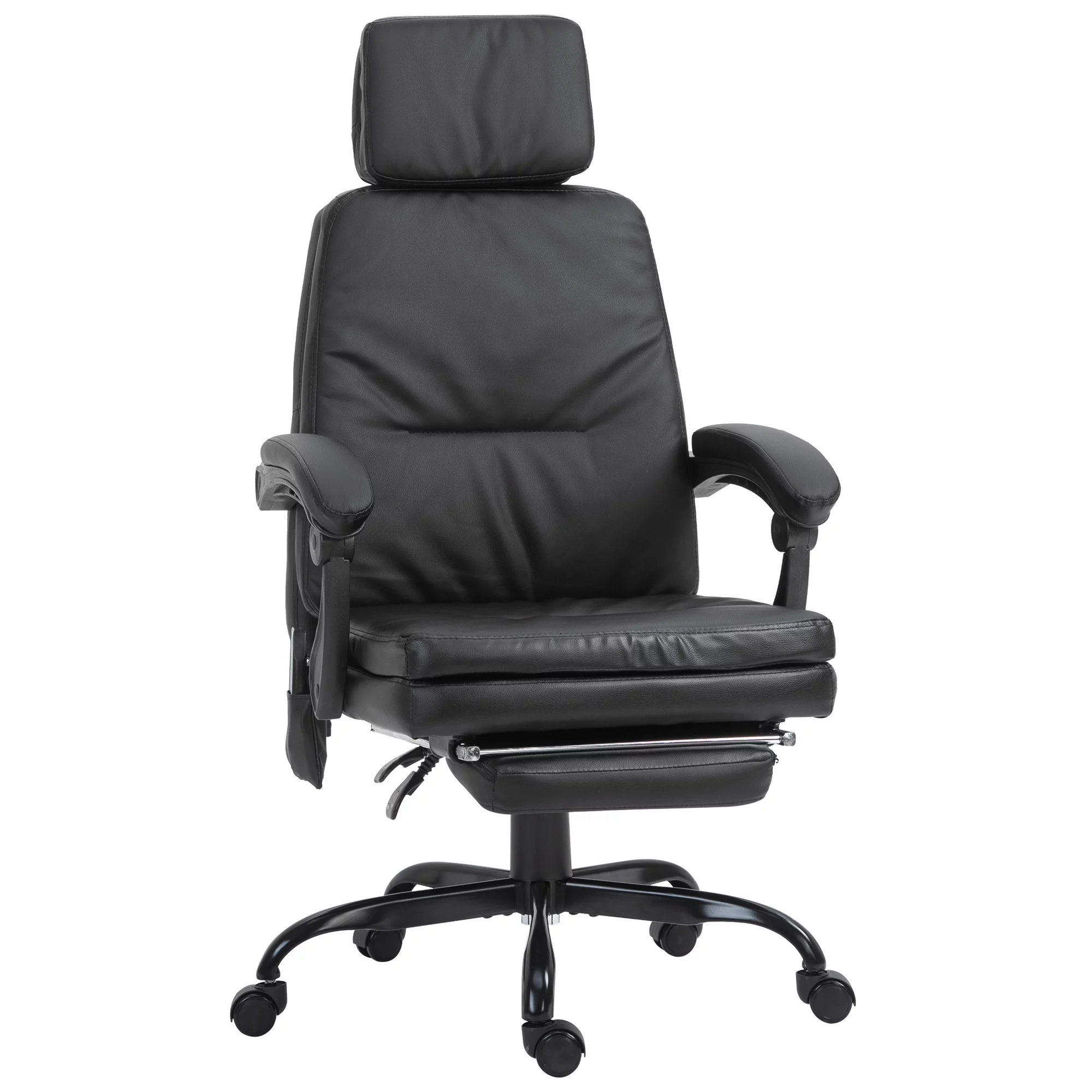 Vinsetto 6-Point Vibration Massage Office Chair Faux Leather w/ Wheel, Black