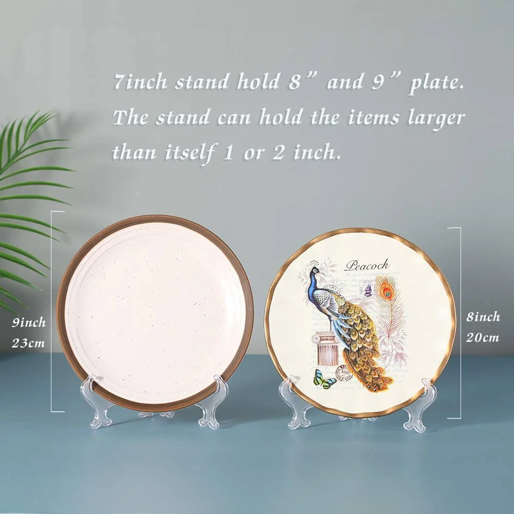 7 Inch Clear Plastic Easels or Stand/Plate Holders to Display Pictures or Other Items at Weddings, Home Decoration, Birthdays, Tables (12 Pack)