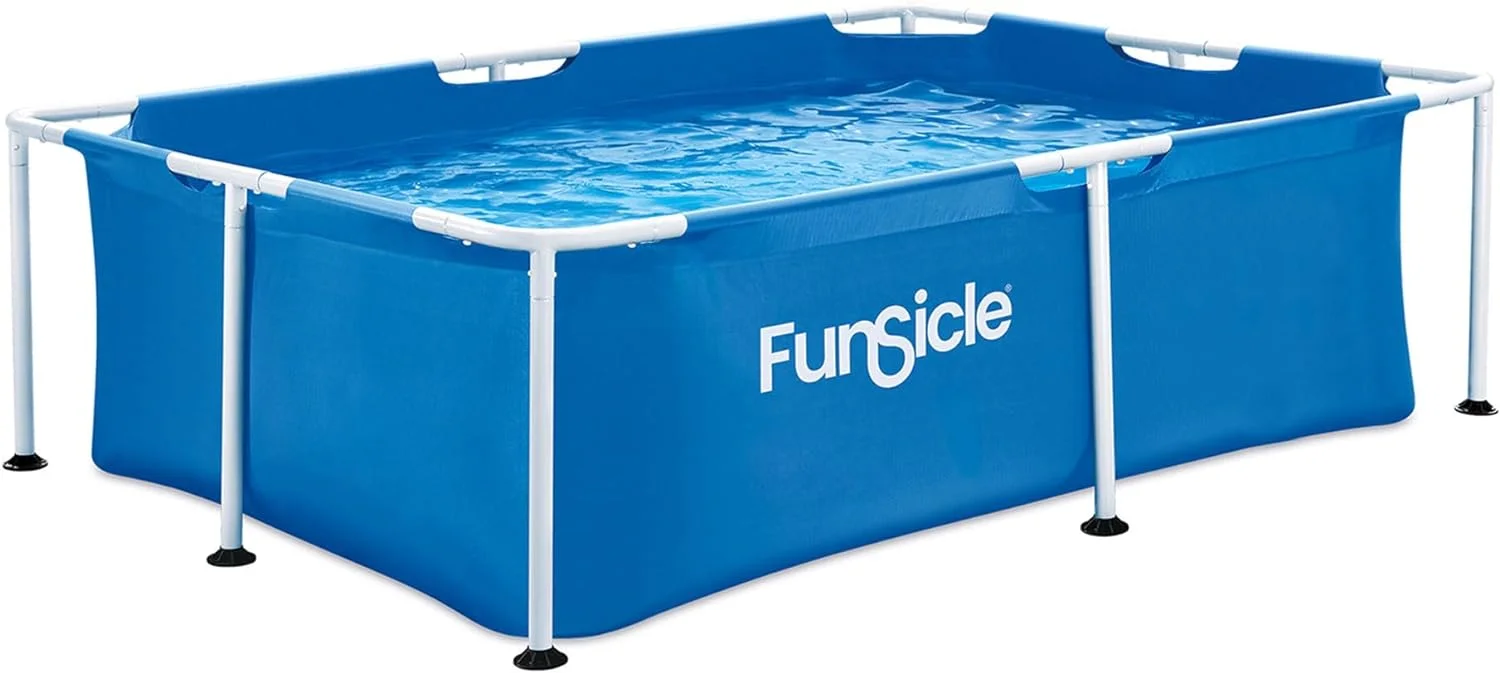 Funsicle 7 Foot 4 Person Capacity Durable Rectangular Above Ground Activity Lap Pool with SmartConnect Technology for Ages 6 and Up, Blue