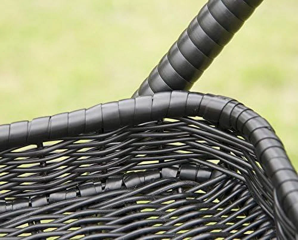 Jeco Wicker Patio Serving Cart in Black