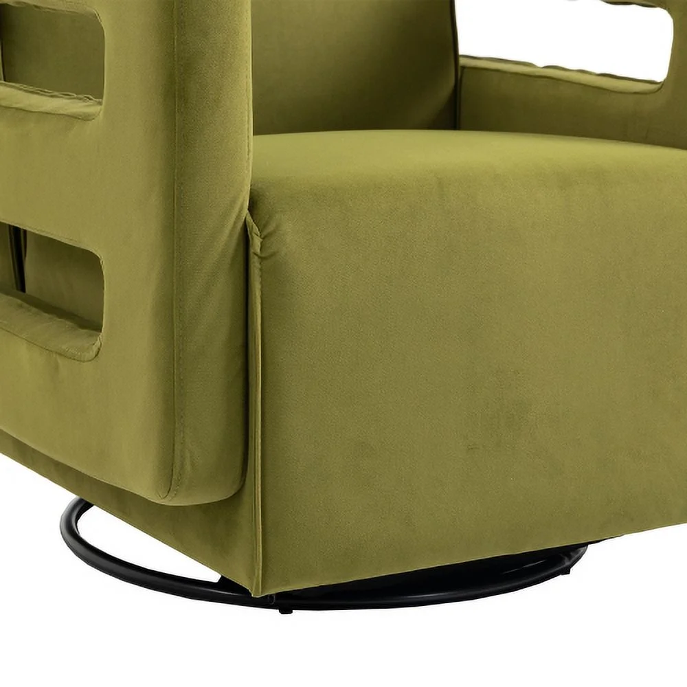 DremFaryoyo House hold  Degree Swivel Upholstered Tufted Living Room Chair Textured velvet Fabric Accent Chair with Metal Stand