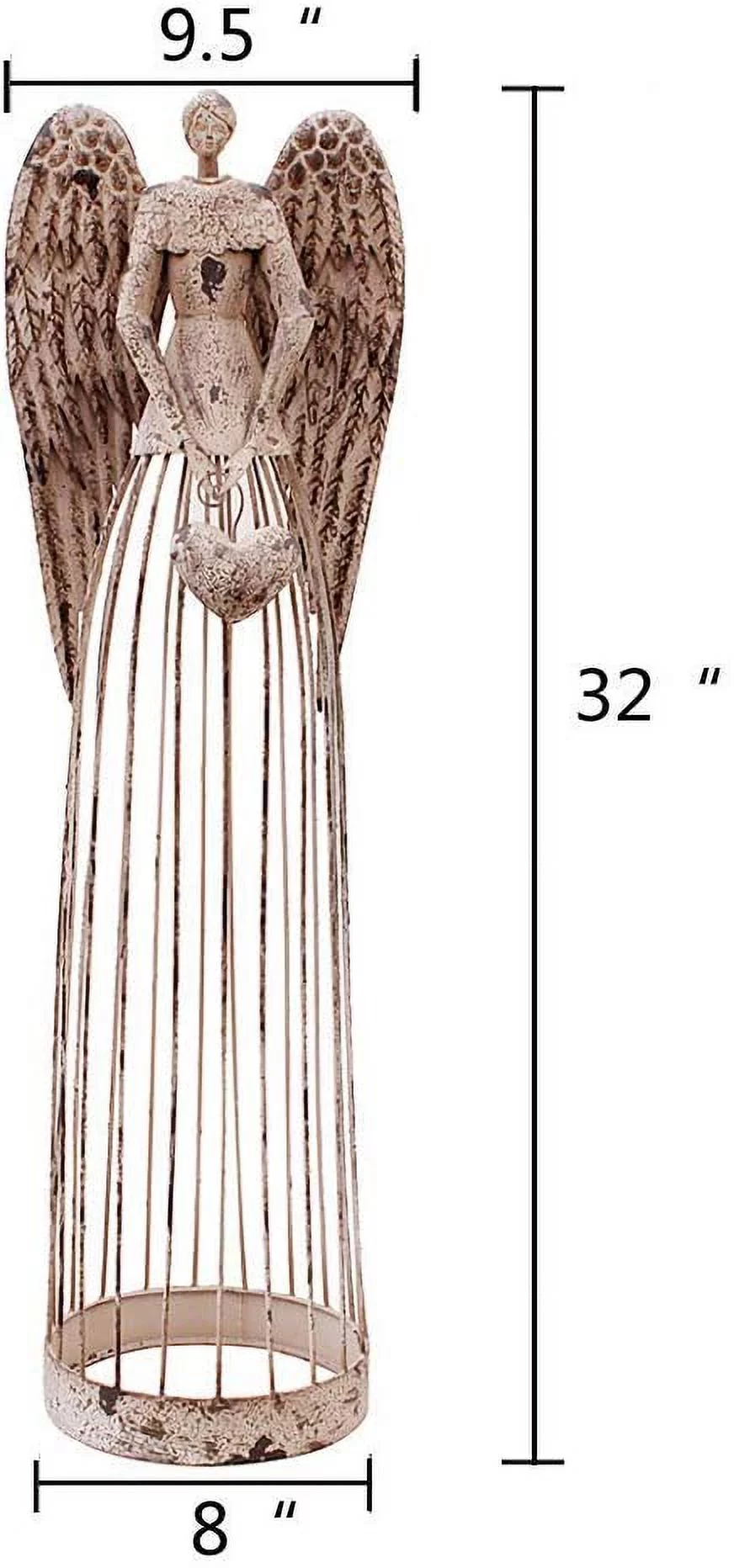 Antiqued Metal Garden Angel Statues Indoor Outdoor Yard Lawn Statue Decor, 32