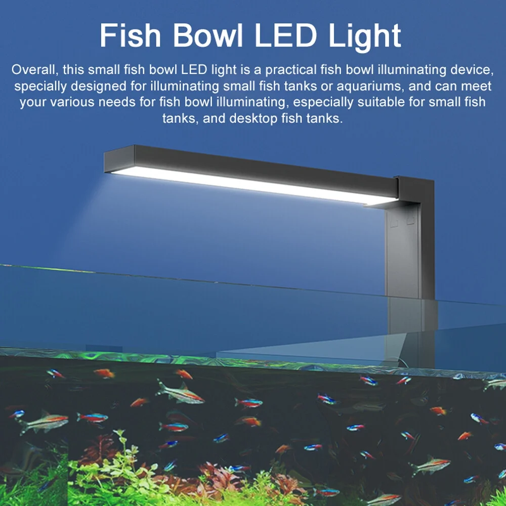 ABS Small Fish Bowl LED Light Desktop Aquarium Algae Aquatic Plants Light Dual Mode Switching Aquarium Fill Light Three Suction Cups Fixed