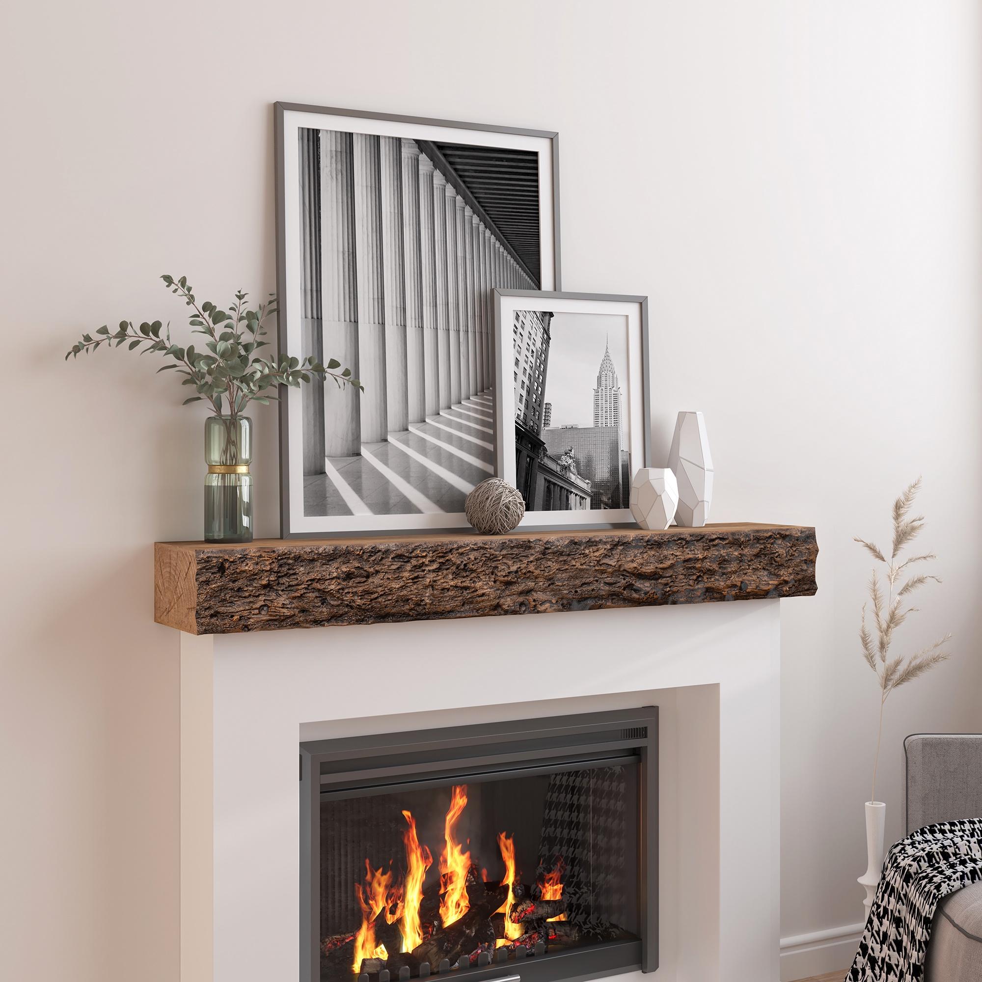 52inch Floating Concrete Fireplace Mantel Shelf,Distressed Brown