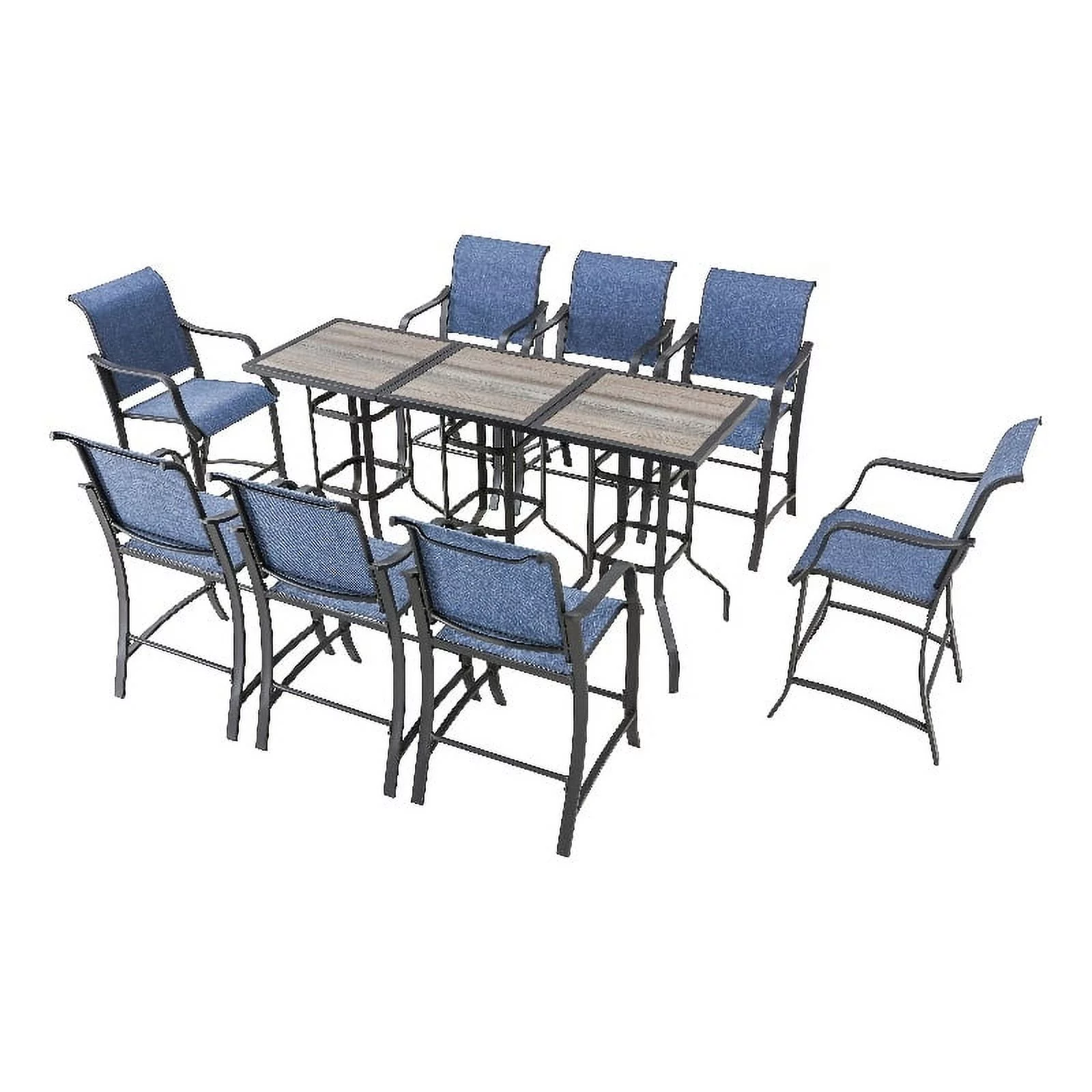 Patio Festival Metal 11-Piece Outdoor Dining Set in Blue/Black