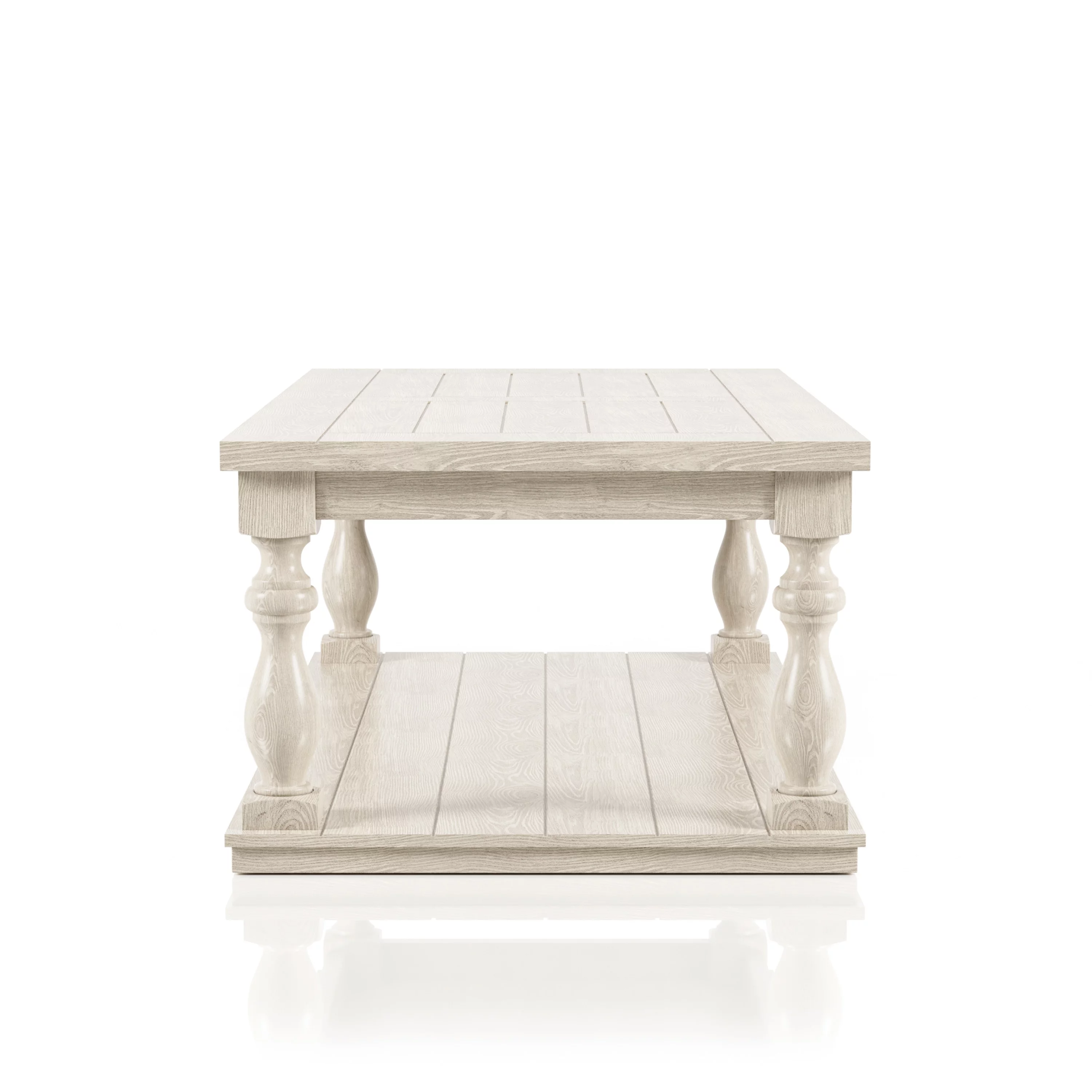 Furniture of America Tost Rustic White 52-inch Wood 1-Shelf Coffee Table by