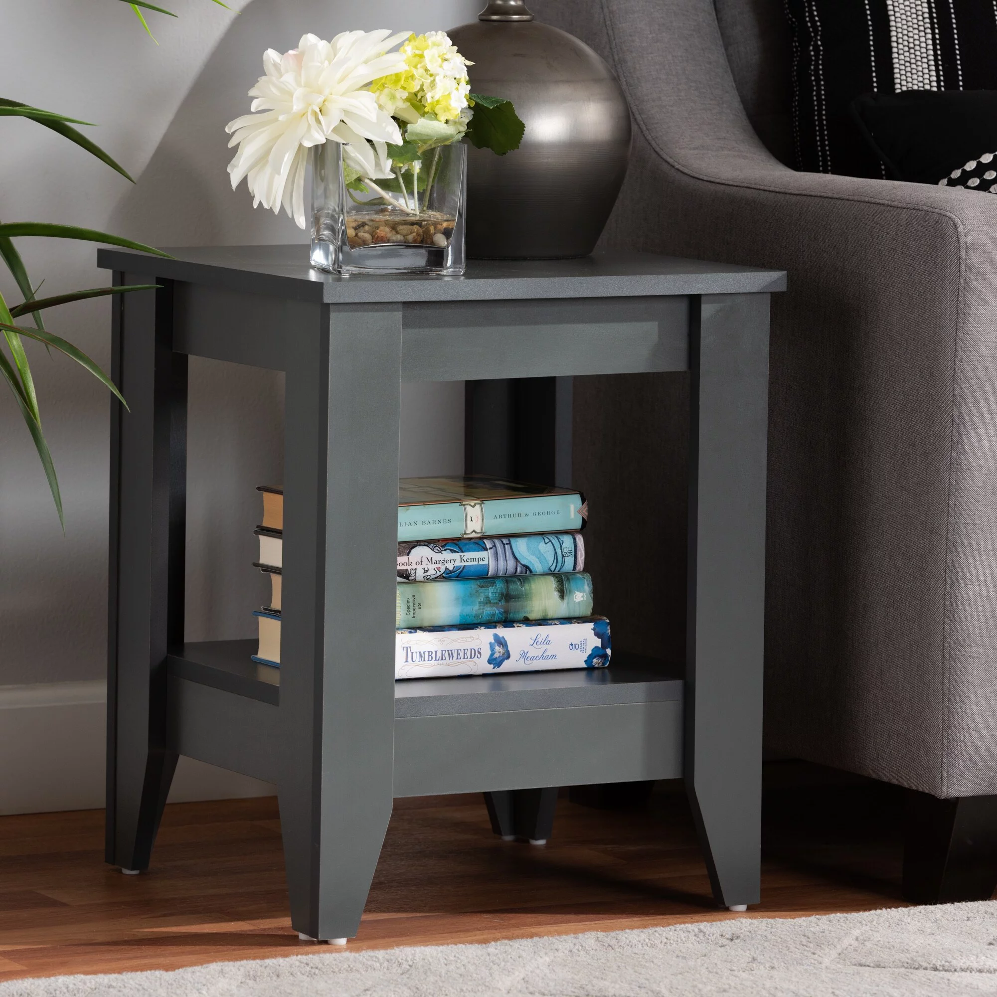 Baxton Studio Audra Modern and Contemporary Grey Finished Wood Living Room End Table