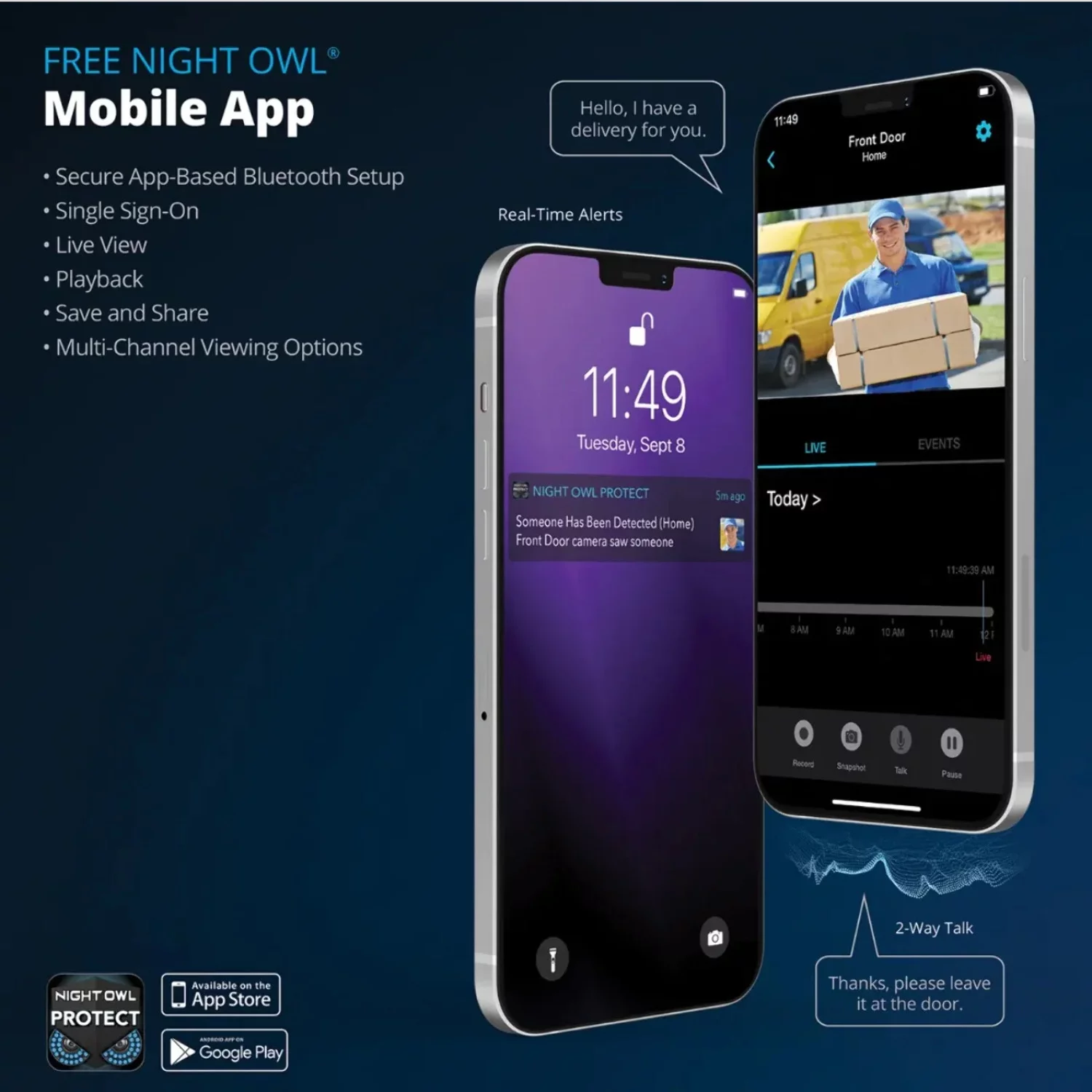 Night Owl 10 Channel 4K Bluetooth Wi-Fi NVR with 1TB Hard Drive and 4 Wi-Fi IP 4K Spotlight Cameras with 2-Way Audio and Audio Alerts and Sirens