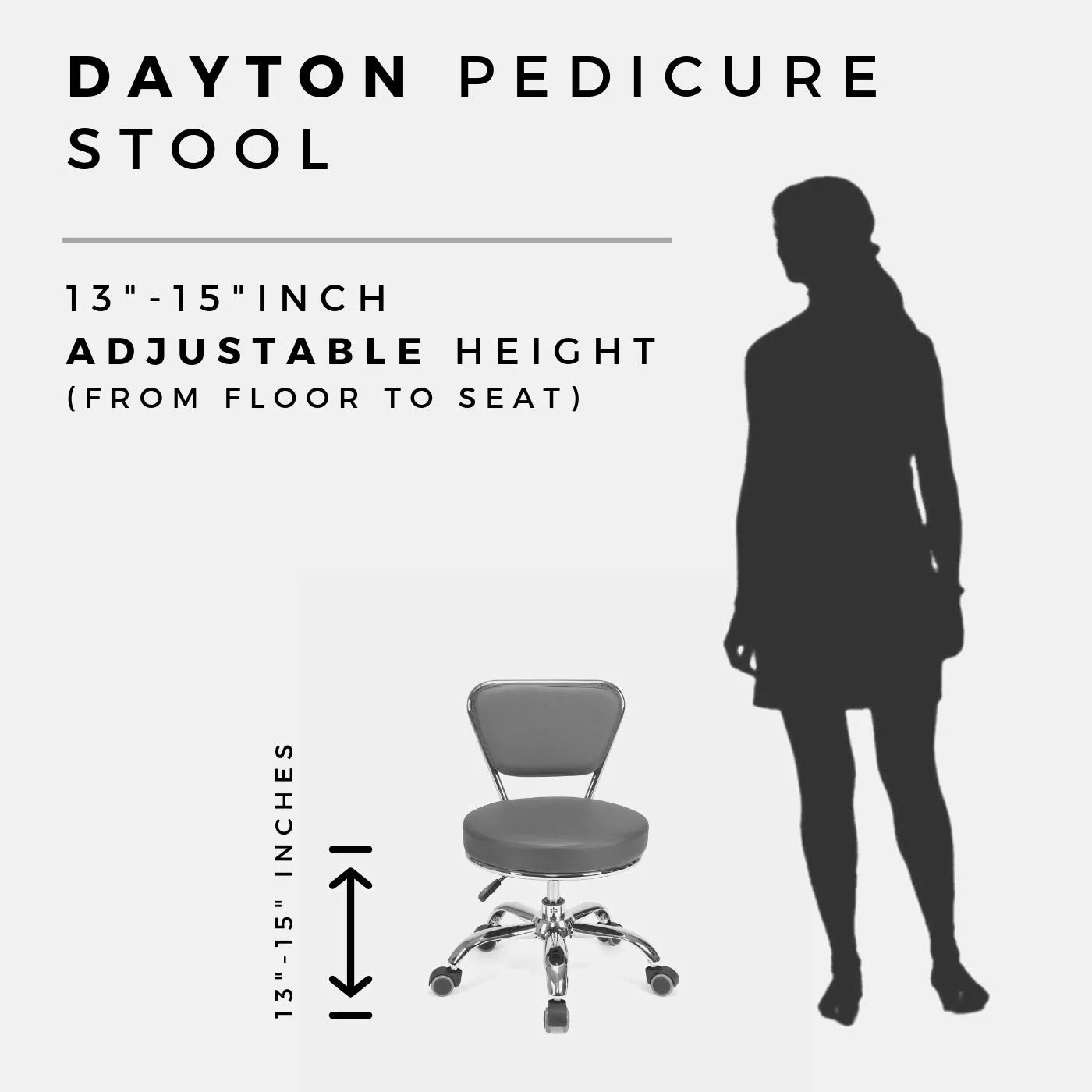 Dayton Pedicure Stool (Coffee) Pneumatic, Adjustable Height, Perfect For Nail Salon, Pedicure Spa