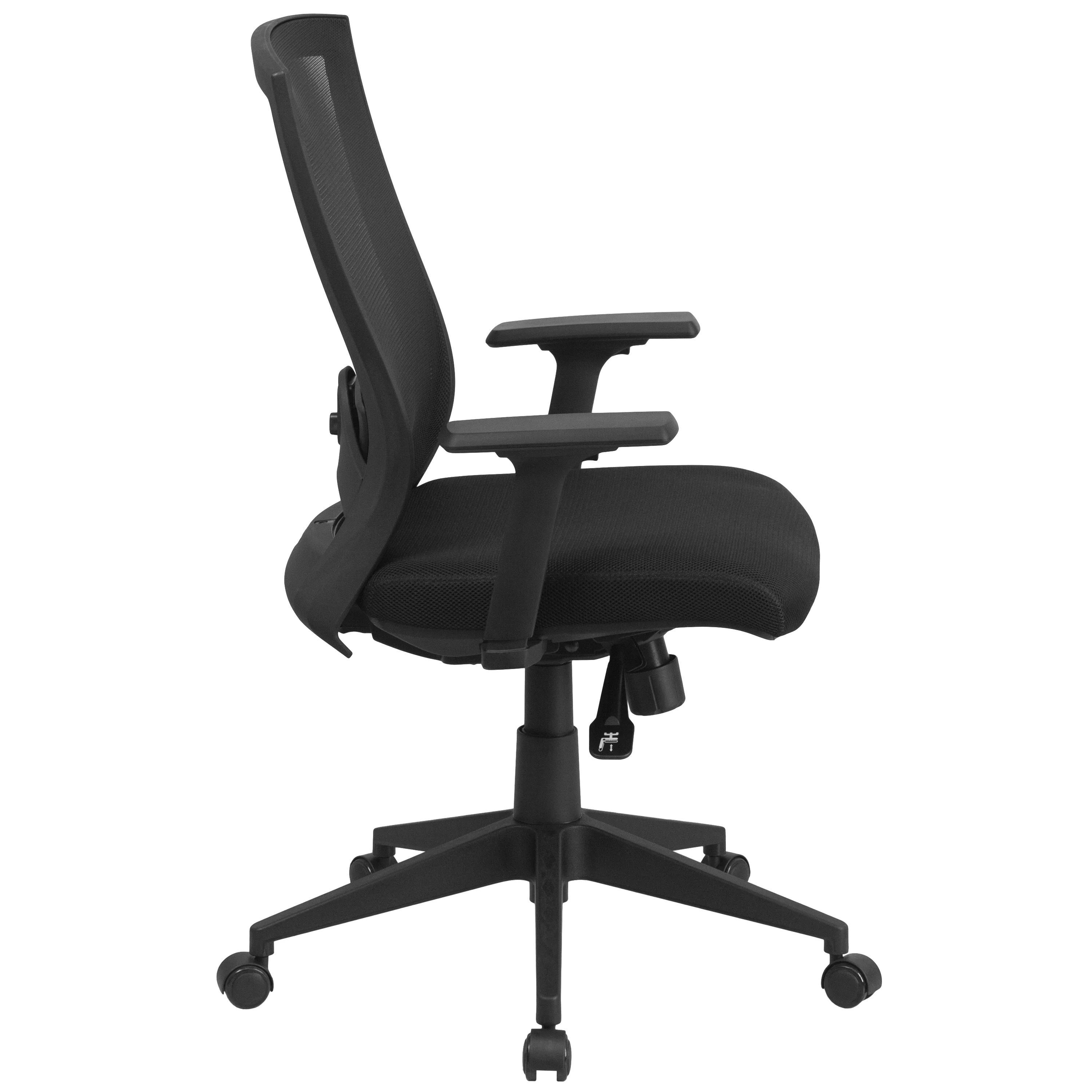 Emma + Oliver Mid-Back Black Mesh Swivel Ergonomic Office Chair Back Angle Adjustment and Arms