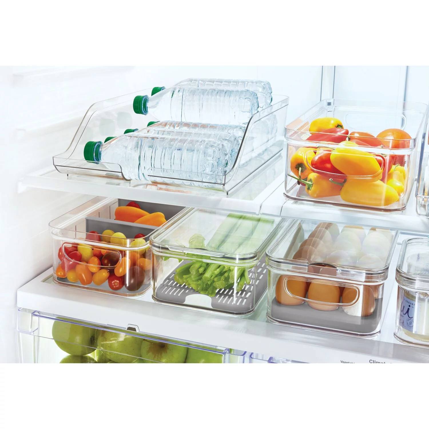 iDesign Crisp BPA-Free Plastic Stackable Refrigerator Square Storage Bin, Clear, 6.32