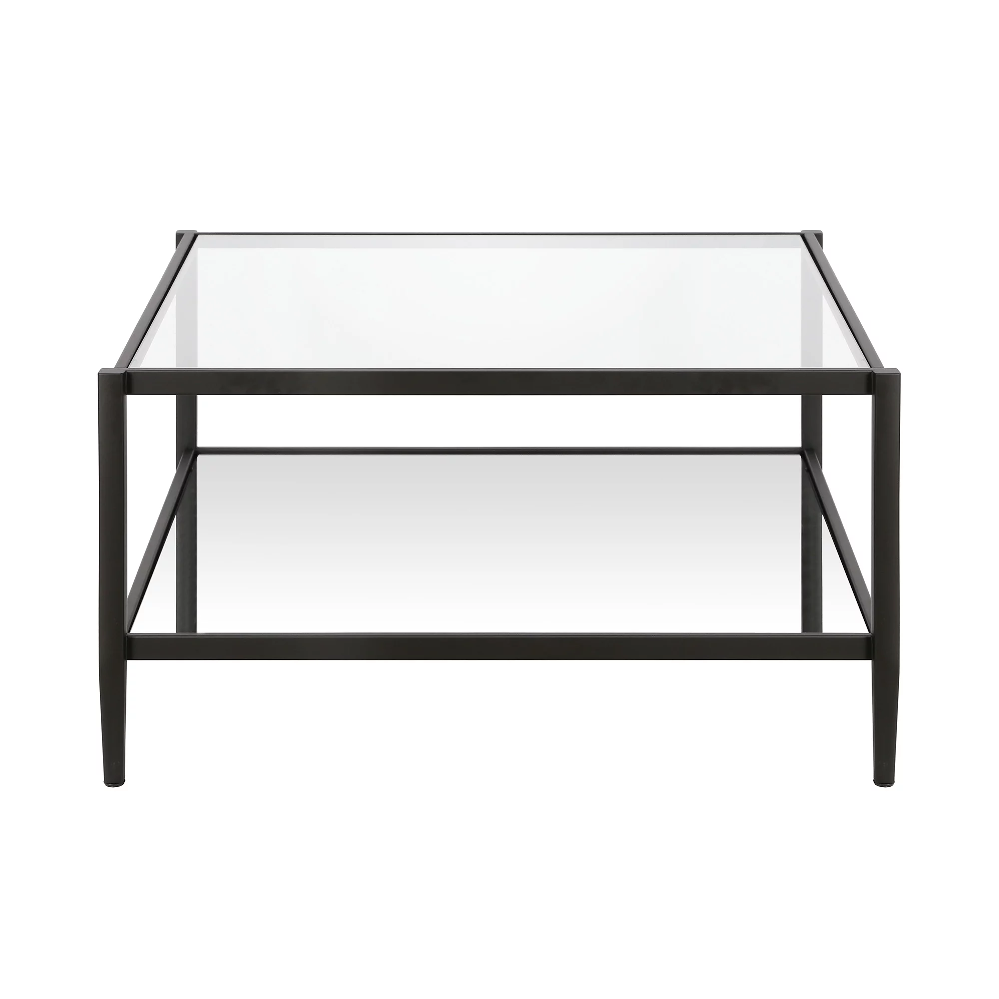 Evelyn&Zoe Modern Square Coffee Table with Glass Top