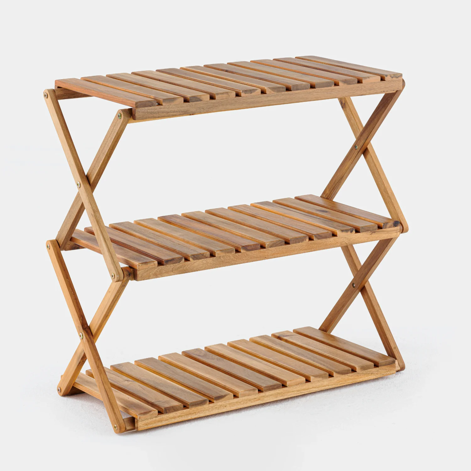YLtoohoom Acacia 3 Tiers Wooden Plants Stand Foldable Shoe Rack Multipurpose  Perfect Idea  Room  Bedroom  Hallway  Bathroom Natural Color.