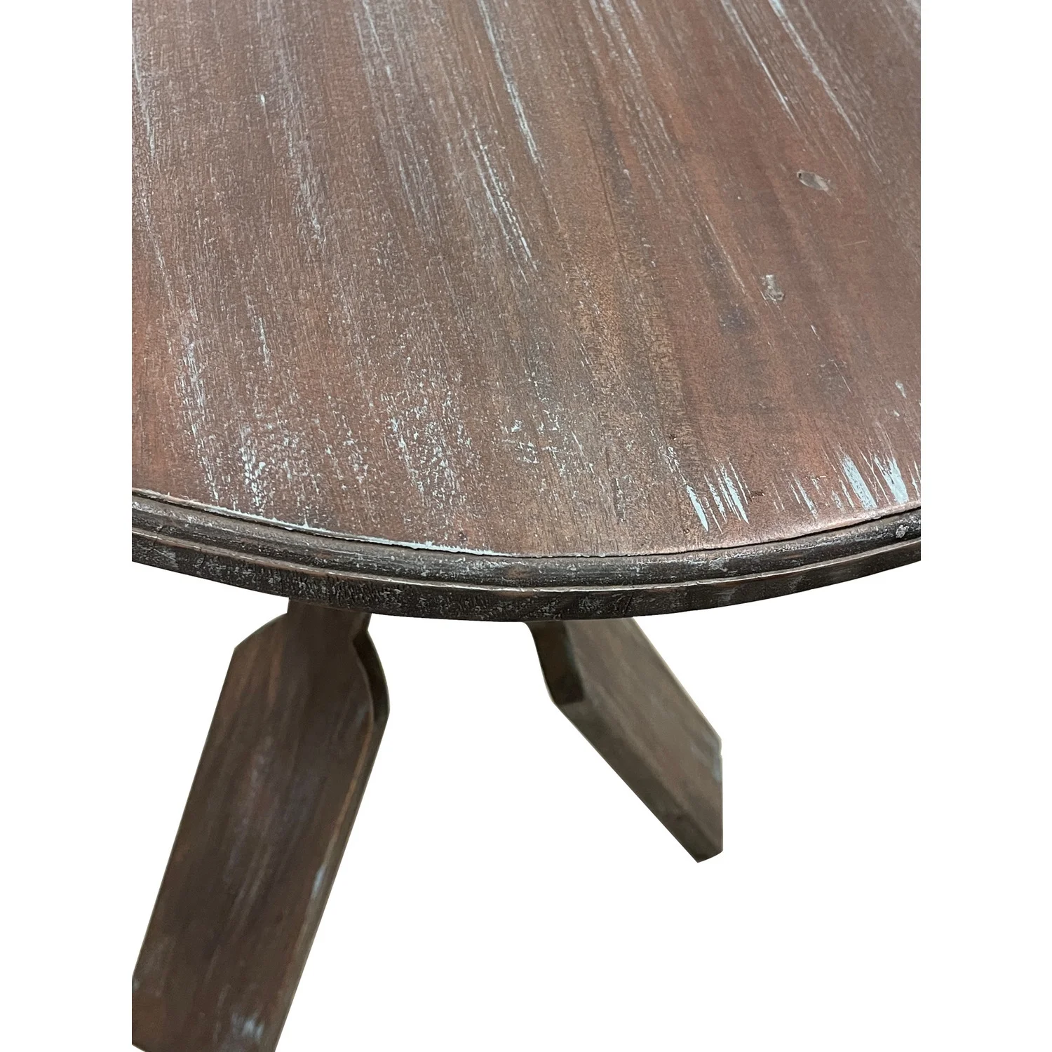 HomeStock Round Boat Oar Accent Table , Distressed Brown/Blue Solid Wood , Fully Assembled Retro Relaxation Stand