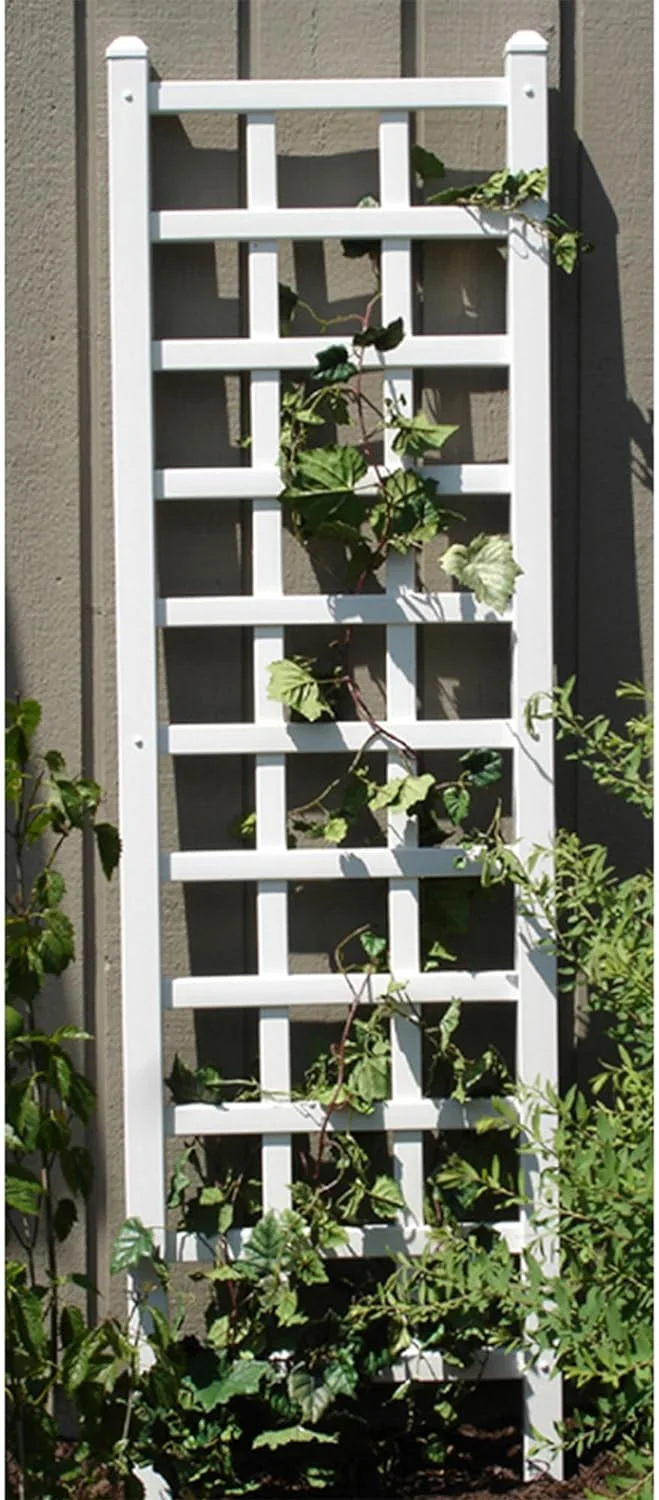 Dura-Trel Providence 22 by 75 Inch Heavy Duty Weather Stabilized PVC Vinyl Outdoor Garden Patio Trellis with Wall Mounting Screws and Spacers, White