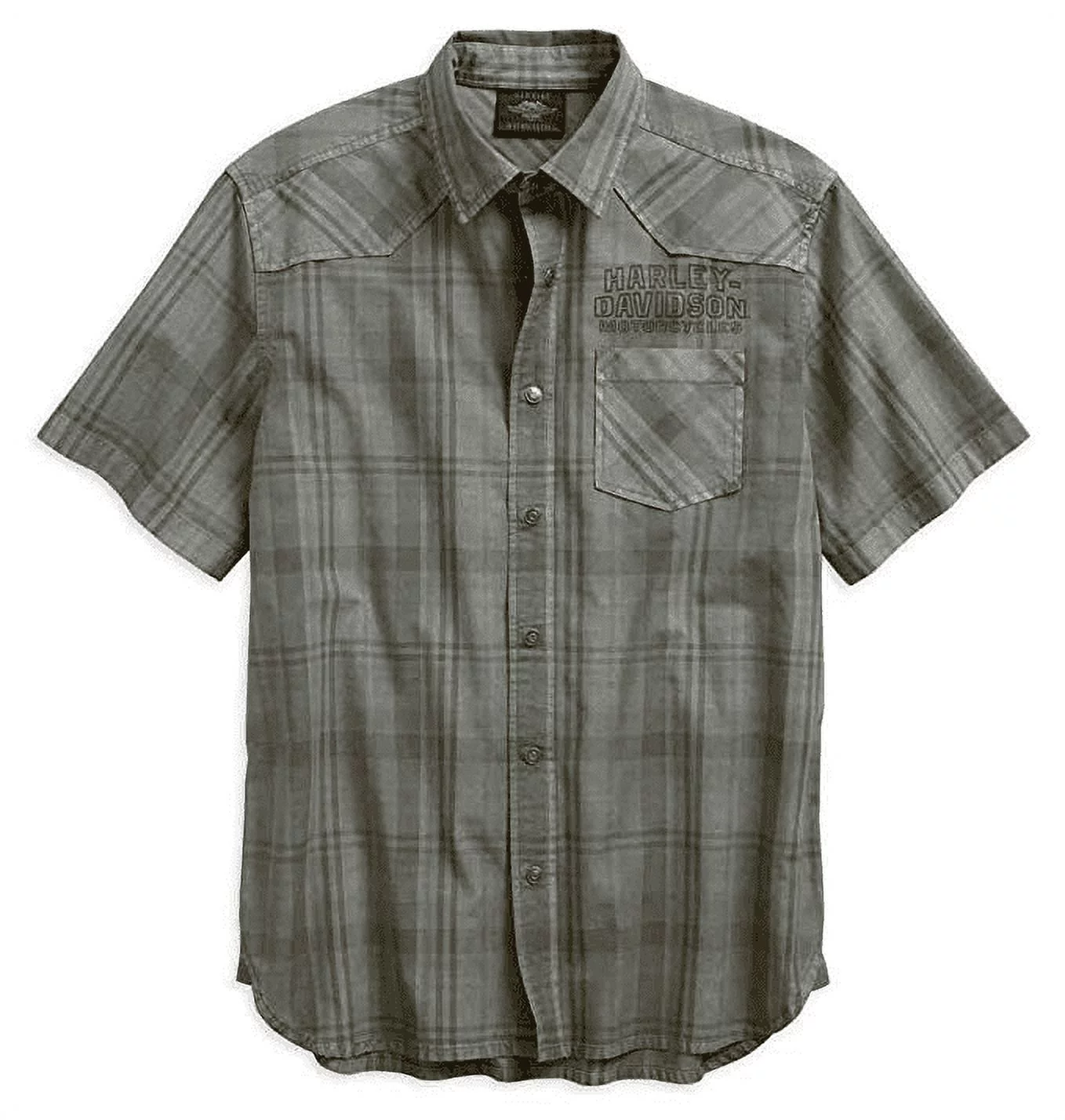 Harley-Davidson Men's Over-Dyed Plaid Short Sleeve Woven Shirt 96540-19VM