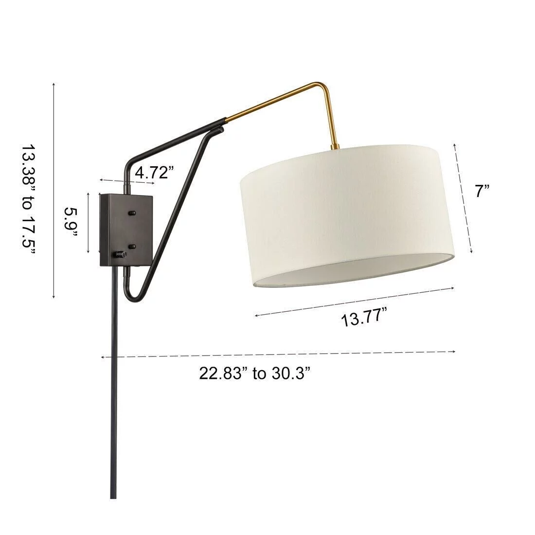 Bedroom Swing Arm Wall Lamp Bedside Wall Sconce Plug in/Wall Mount 1-Light