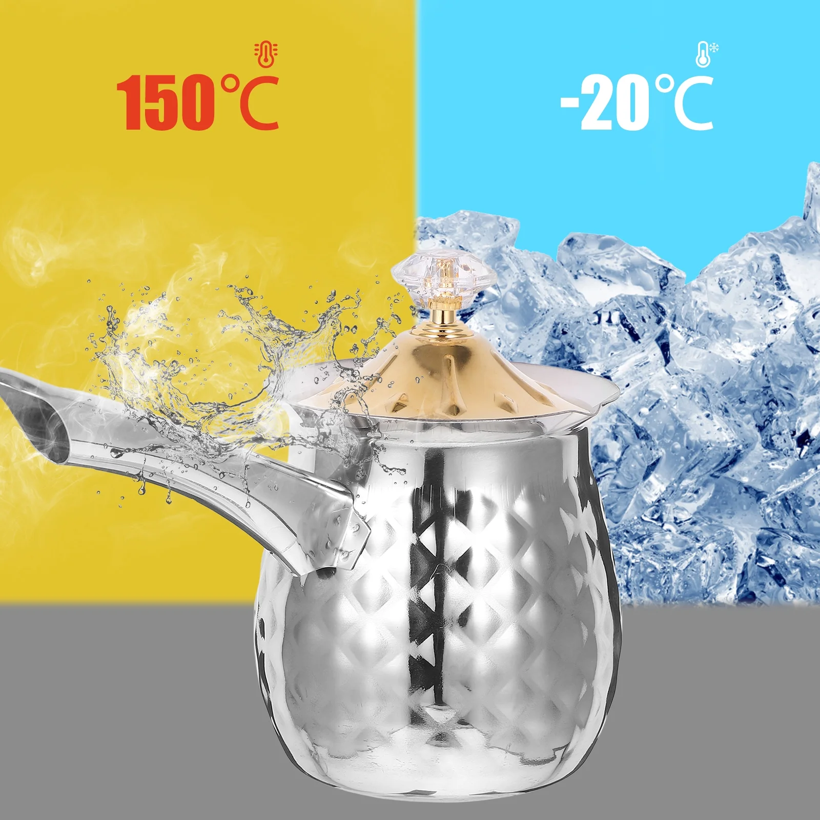 Qumonin Turkish Coffee Pot Warmer Stainless Steel 400ml with Spout