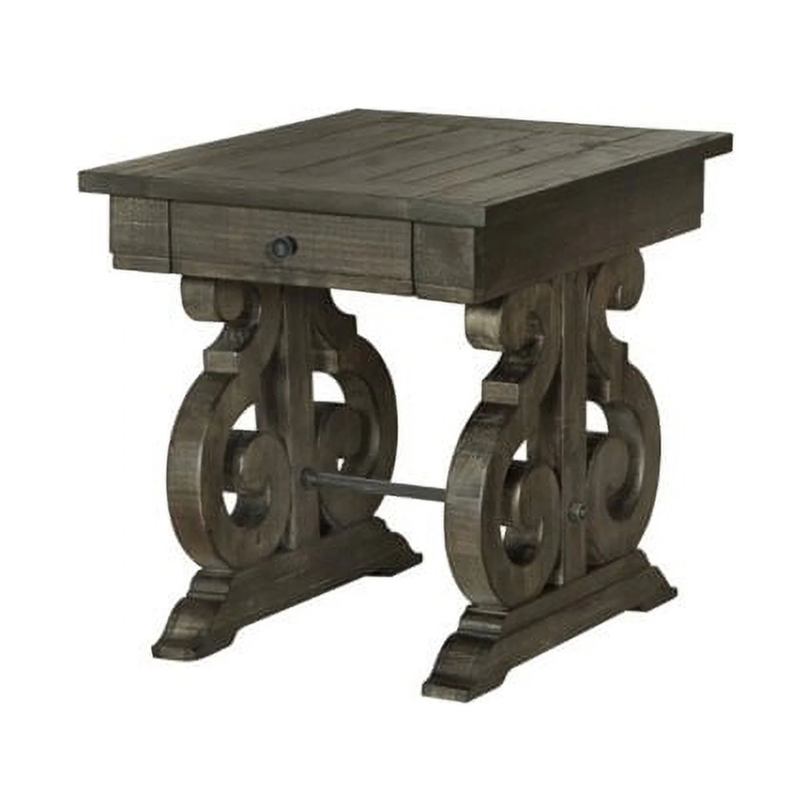 Bowery Hill Modern styled Wood End Table in Peppercorn Pine Finish