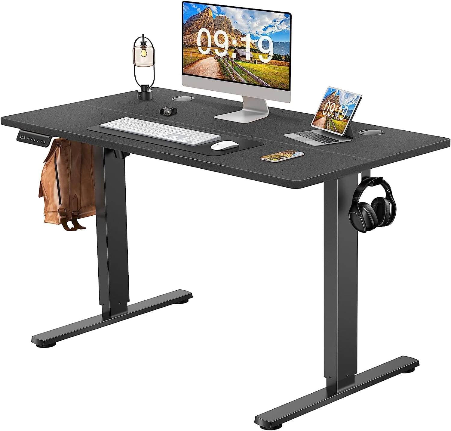 CoSoTower Electric Height Adjustable Standing Desk,Sit to Stand Ergonomic Computer Desk,Black,48'' X 24