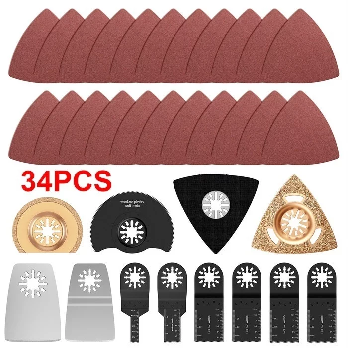 Willstar 38PCS Carbon Steel Coarse Cutter Saw Blades Bi-metal Straight Wood Mix Oscillating Multitool Power Tool Kit