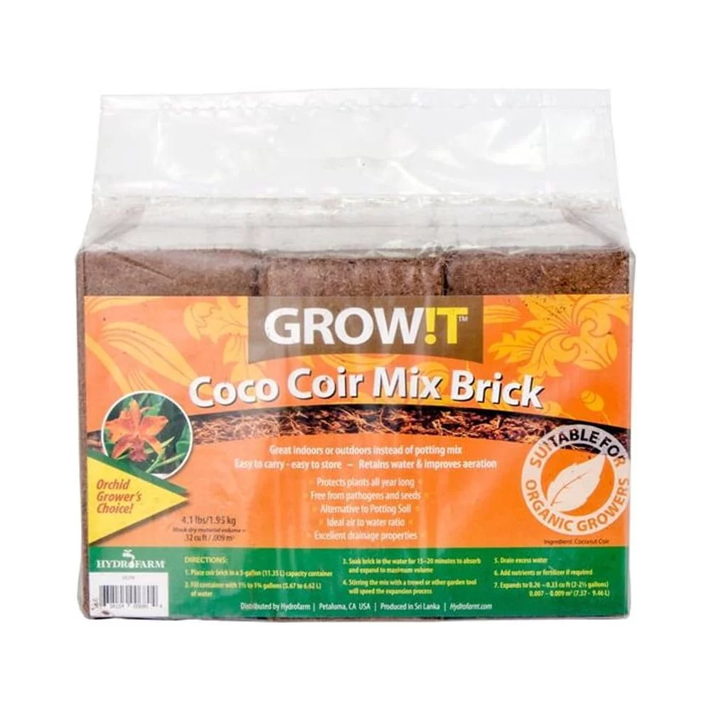 GROW!T JSCPB - Coco Coir Mix Brick (Pack of 3), Brown - Protects Plants All Year Long, Free from Pathogens and Seeds, Alternative to Potting Soil, Perfect for indoor or outdoor usage