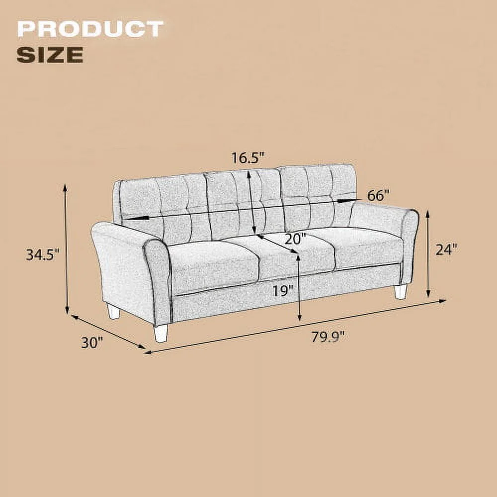 JHOOTUUO 57.5” Modern Living Room Loveseat Linen Upholstered Couch  for Home or Office  Light Grey (2-Seat Old Sku WF288518AAR)