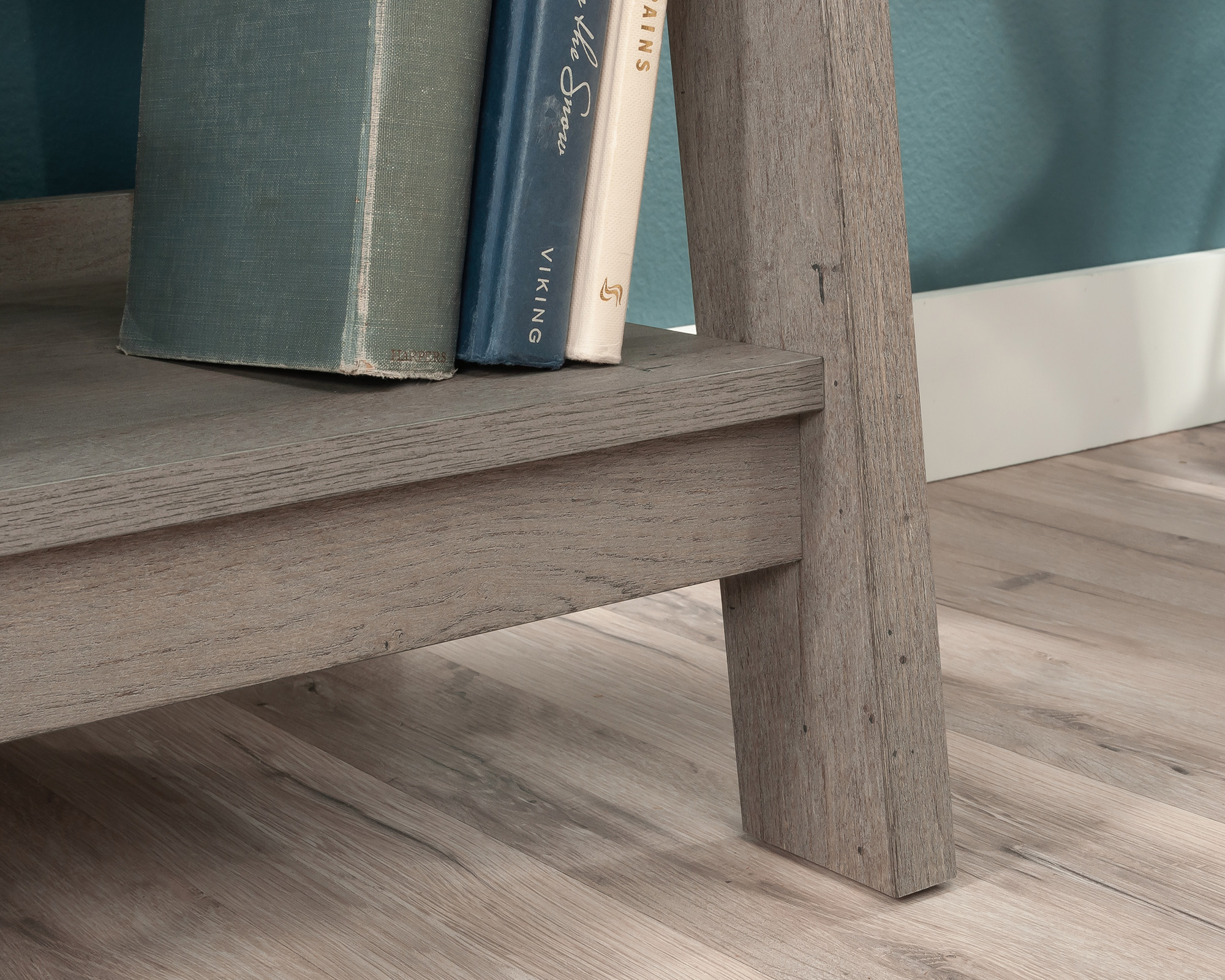 Trestle 5-Shelf Open Display Bookcase in Mystic Oak