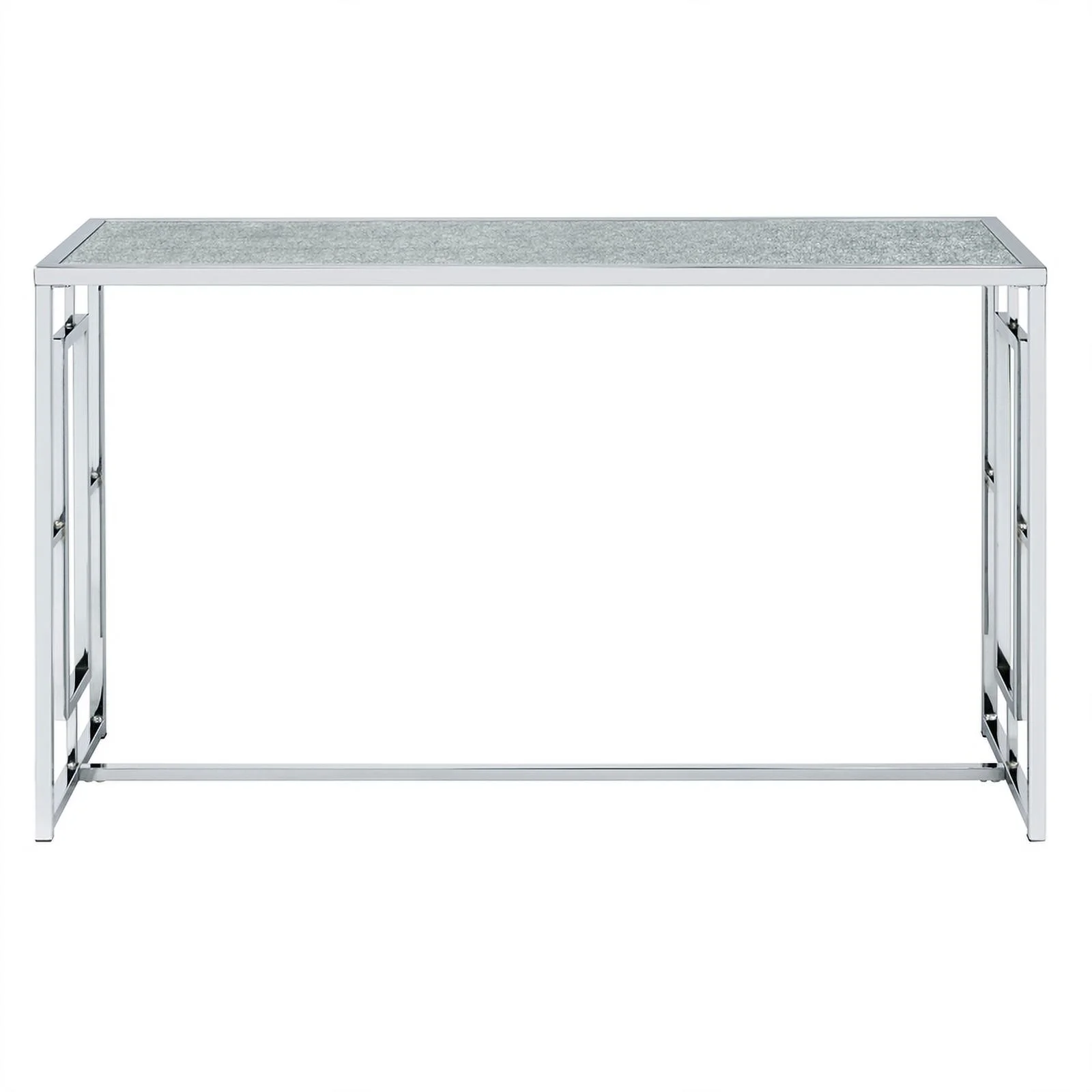 Furniture of America Harper Metal Chrome Sofa Table with Waterfall Pattern Top