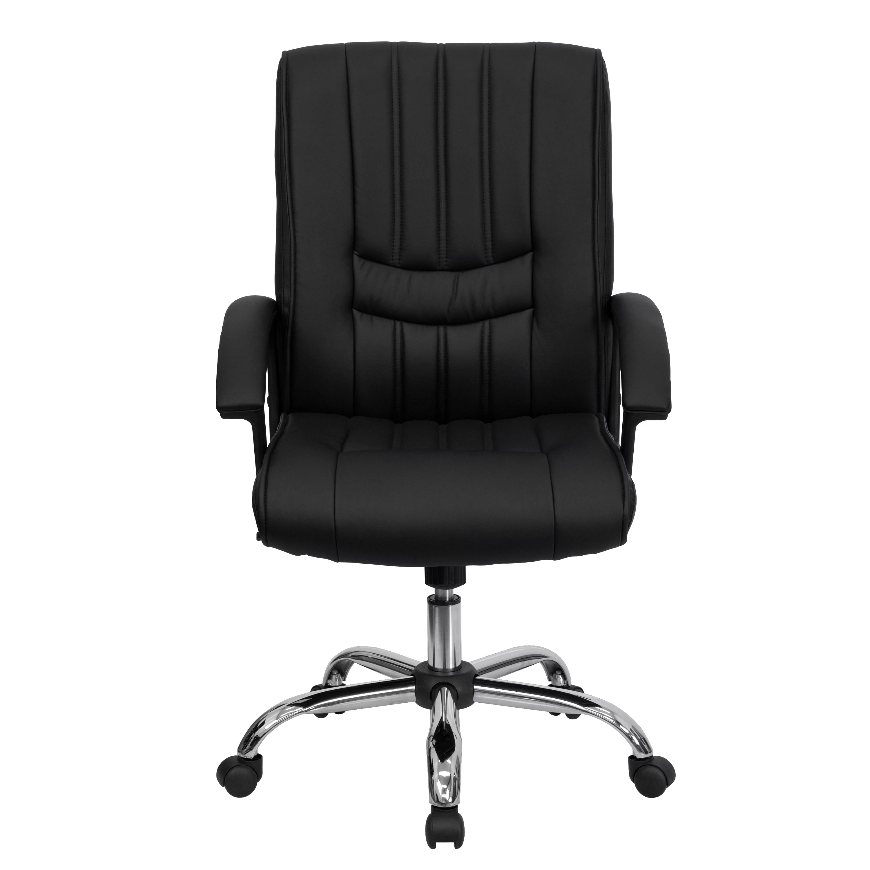 Emma + Oliver Mid-Back Black LeatherSoft Swivel Manager's Office Chair with Arms