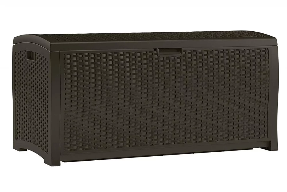 Suncast DBW9200 Mocha Resin Wicker Deck Box, 99-Gallon