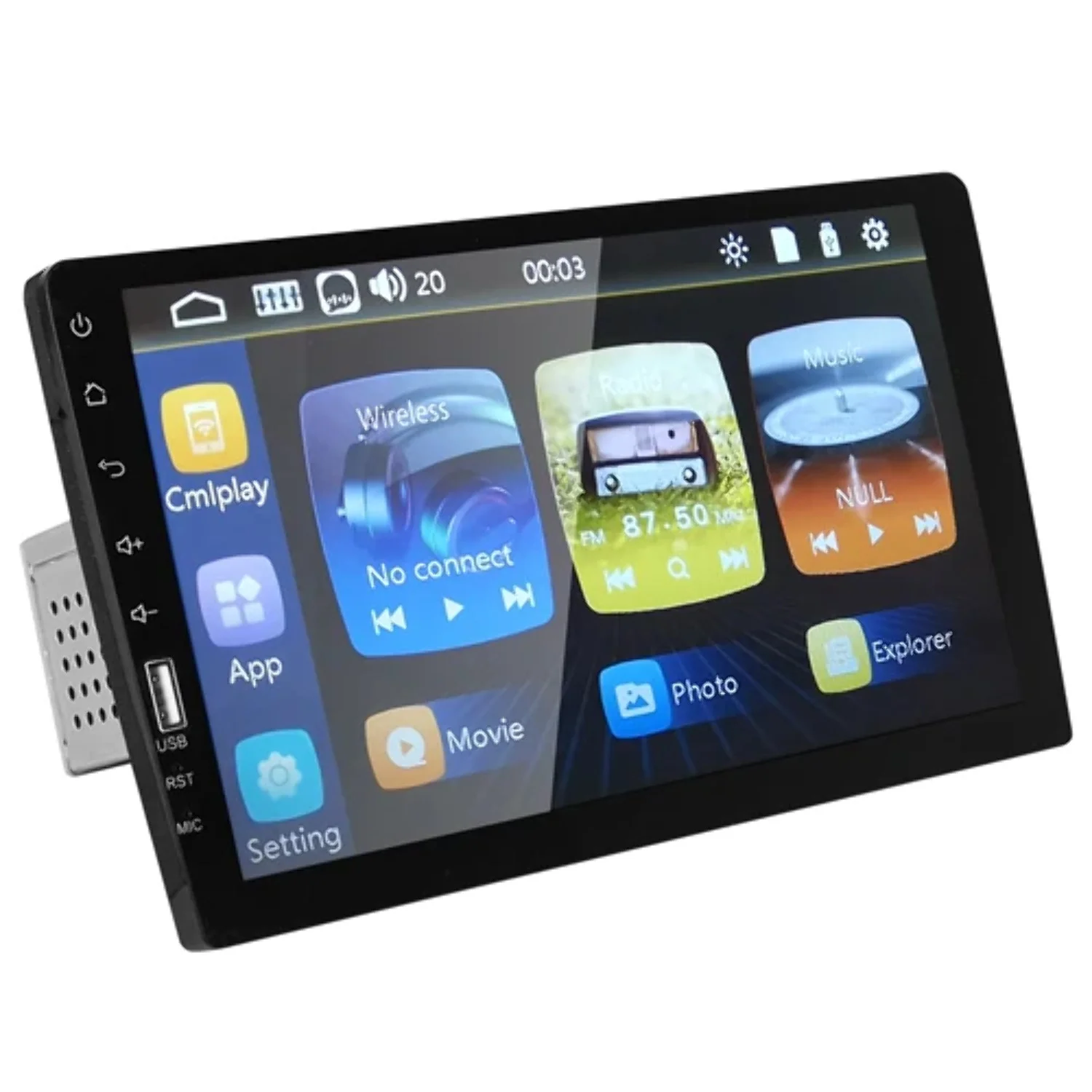 Fresh Fab Finds  9 in. Car MP5 Stereo Player Touch Screen 1080P Wireless Car Radio FM USB Aux Back Up Camera Mirror Link Remote Control, Black - Unisex