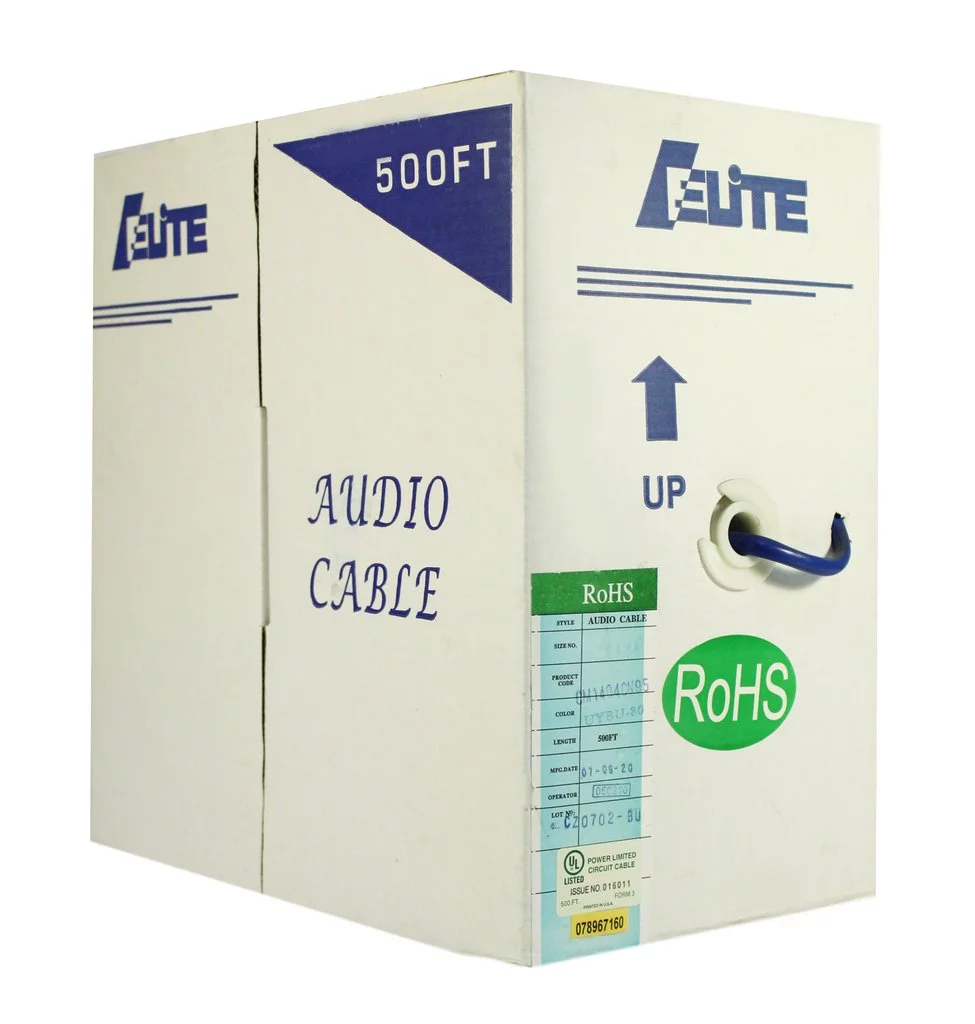 Infinity Cable Audio Cable, 14 AWG 4 Conductor, 100% Pure Copper, PVC jacket, 500ft bulk cable, Blue