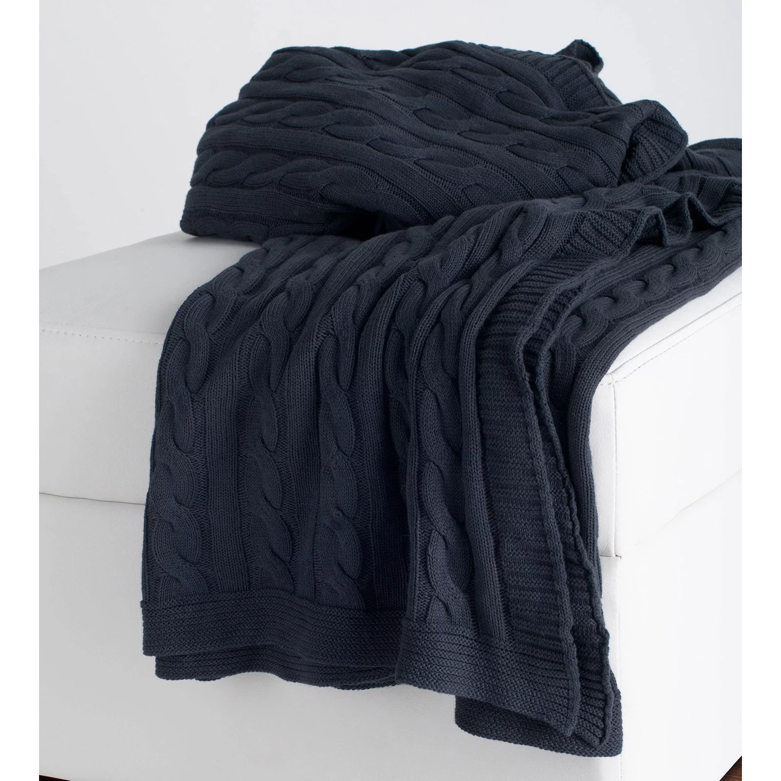 Rizzy Home Cable Knit Cotton Luxury Sweater Throw Blanket