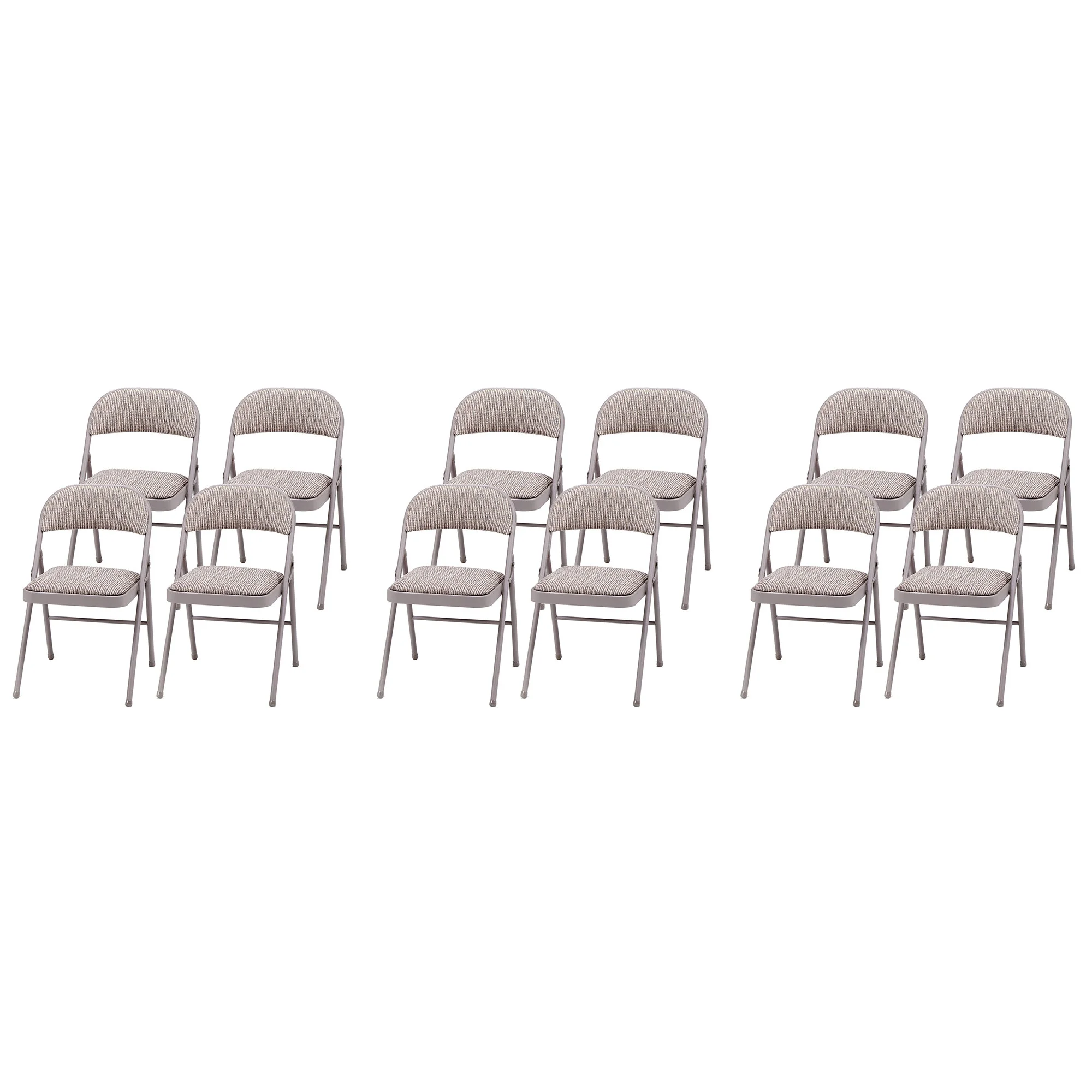 MECO Sudden Comfort Deluxe Metal Fabric Padded Folding Chair Set (12 Pack)