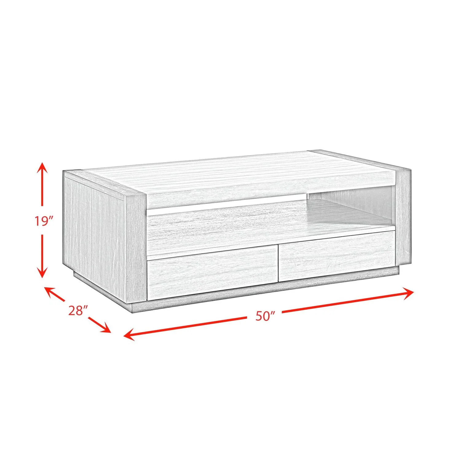 Picket House Furnishings Stephen Coffee Table with 4 Drawers - Light Oak & Black