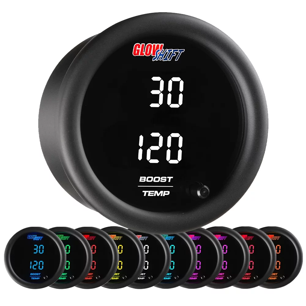 GlowShift 10 Color Digital Dual Boost/Vacuum & Temperature Gauge