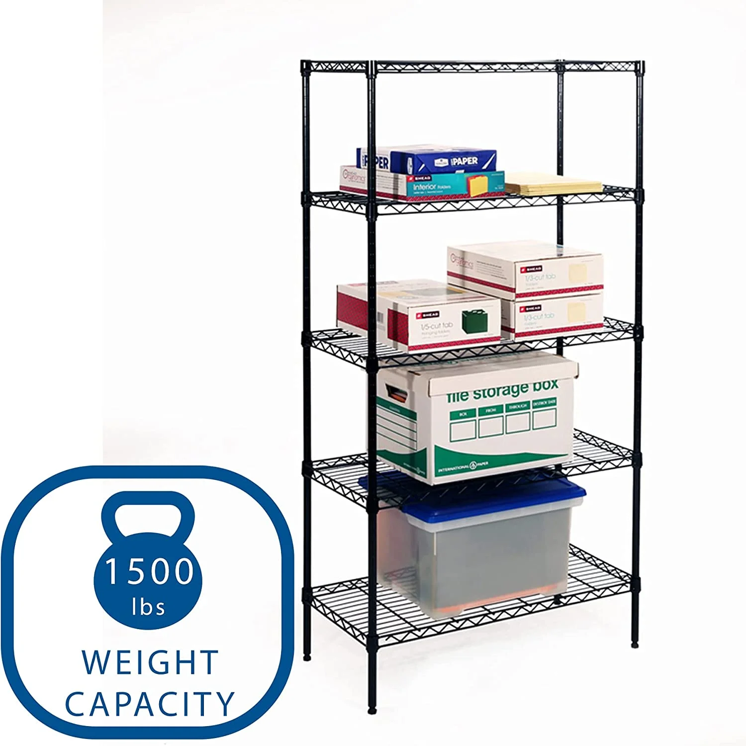 U-SHARE  5-Tier Black Epoxy Steel Wire Shelving, 30